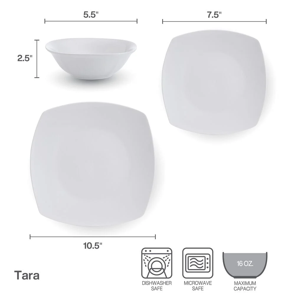 Tara 12 Piece Dinnerware Set, Service for 4