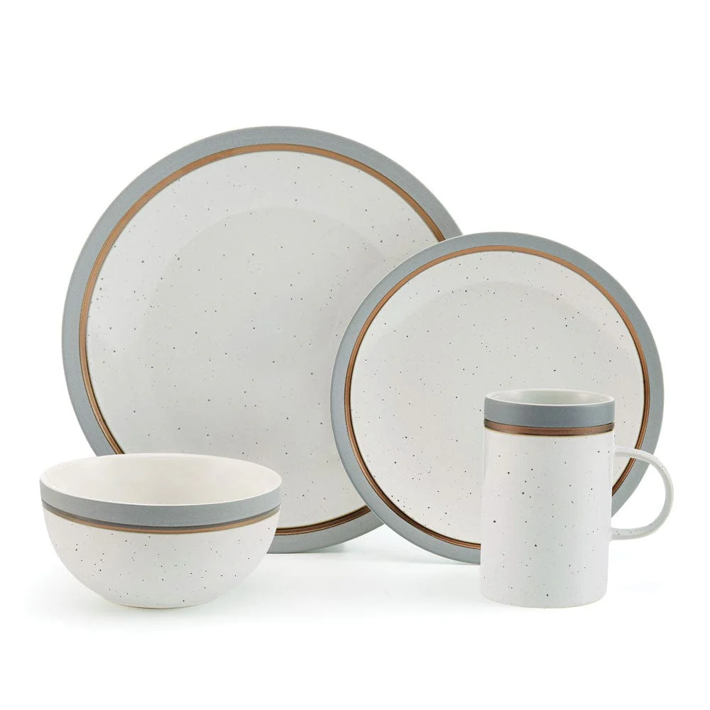 Ezra Grey 16 Piece Dinnerware Set, Service for 4