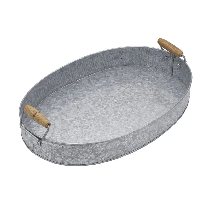Galvanized Oval Serving Tray