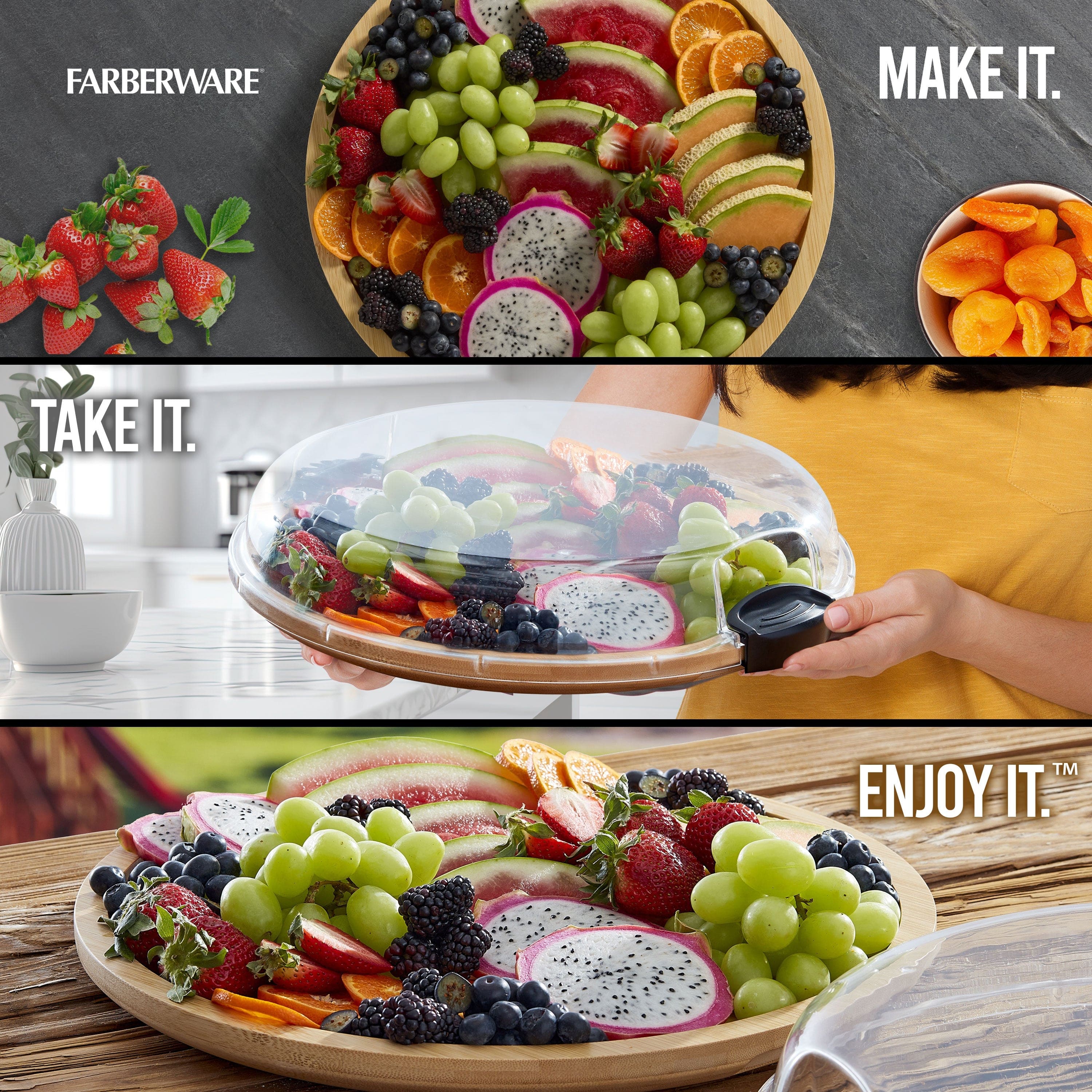 Farberware Build-A-Board ™ Cutting Board with Clear Locking Lid, 14 IN Round