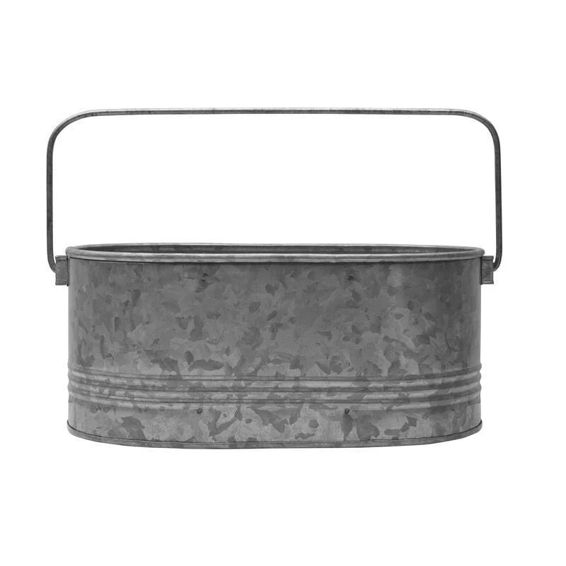 Galvanized Metal Flatware Caddy