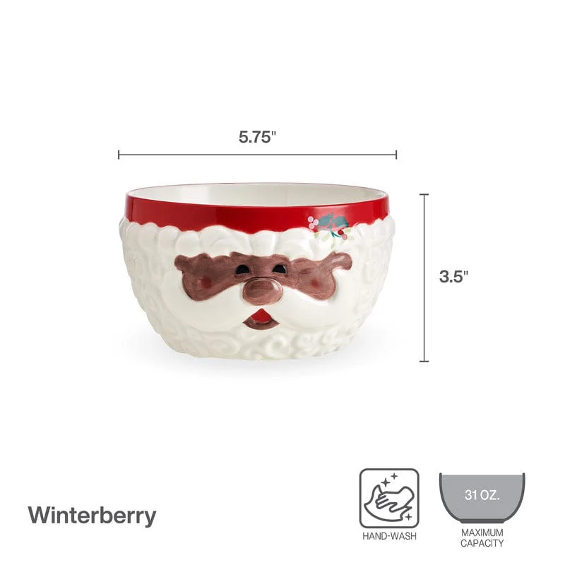 Winterberry® African American Jolly Santa Sculpted Cereal Bowl
