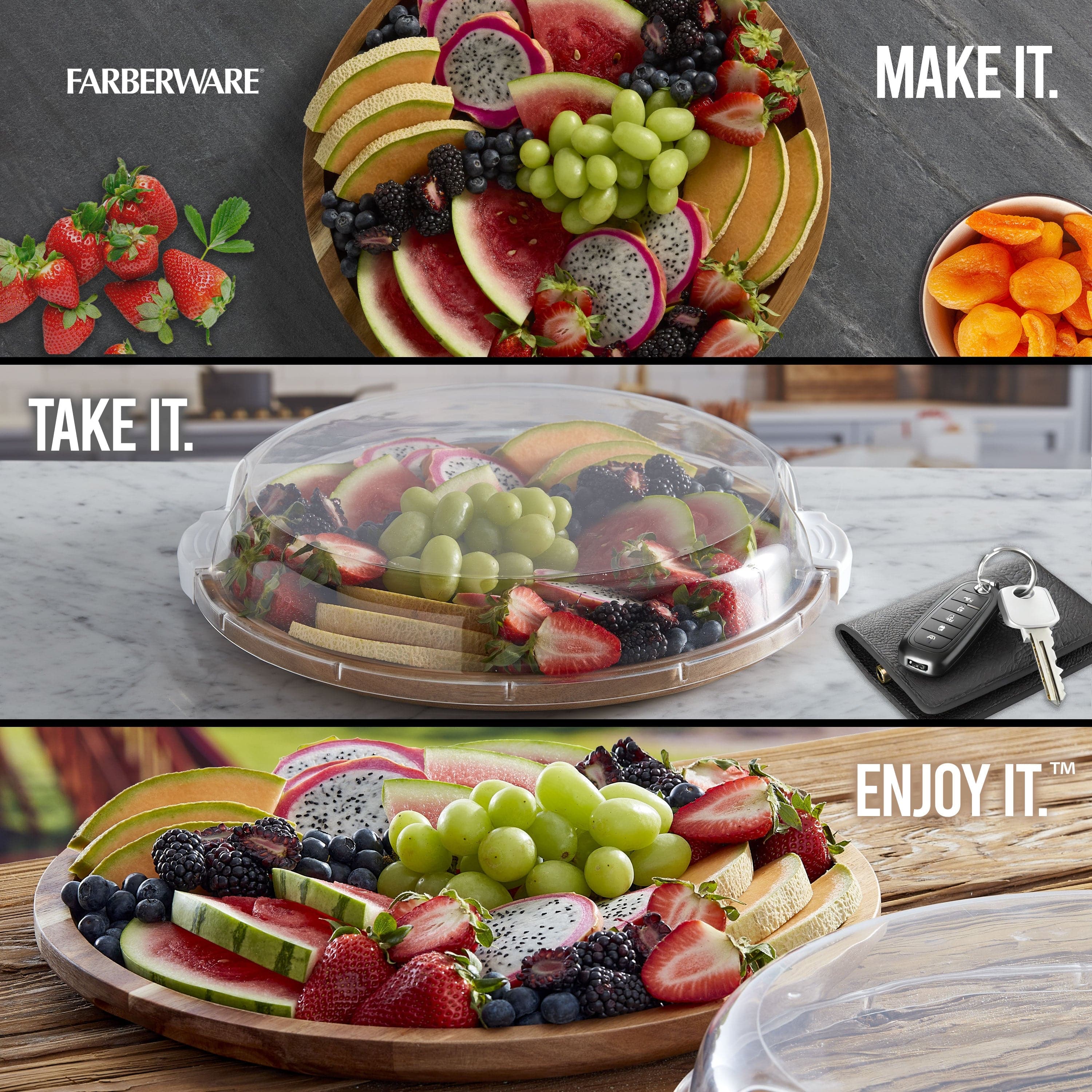 Farberware Build-A-Board ™ Cutting Board with Clear Locking Lid, 14 IN Round