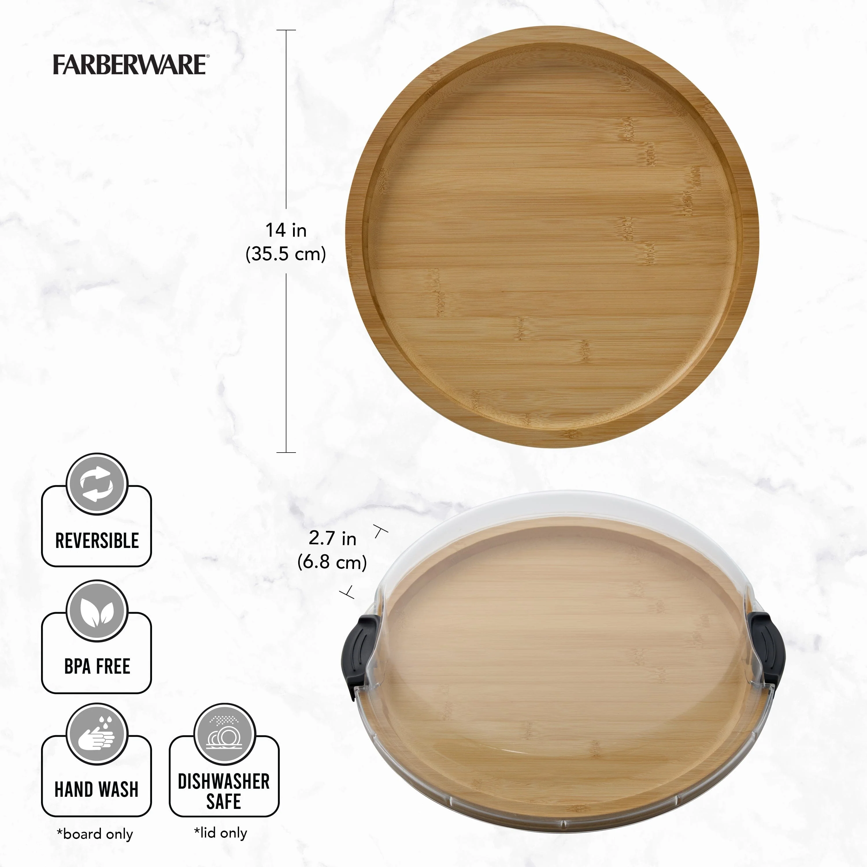 Farberware Build-A-Board ™ Cutting Board with Clear Locking Lid, 14 IN Round