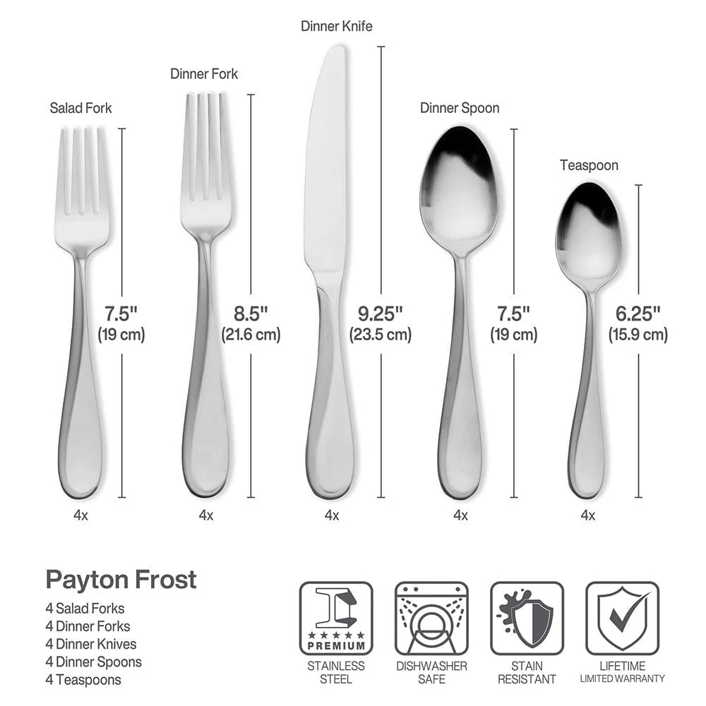Payton Frost 20 Piece Flatware Set, Service for 4