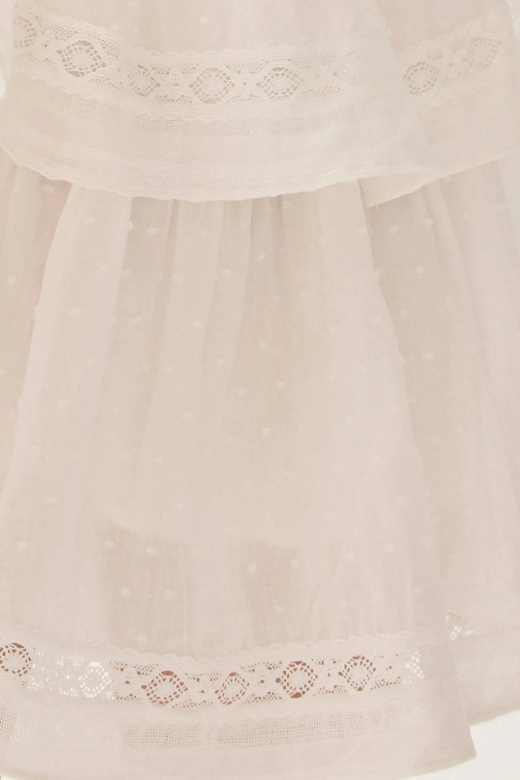 Aeris Lace Ruffled Tiered Mini Dress in White