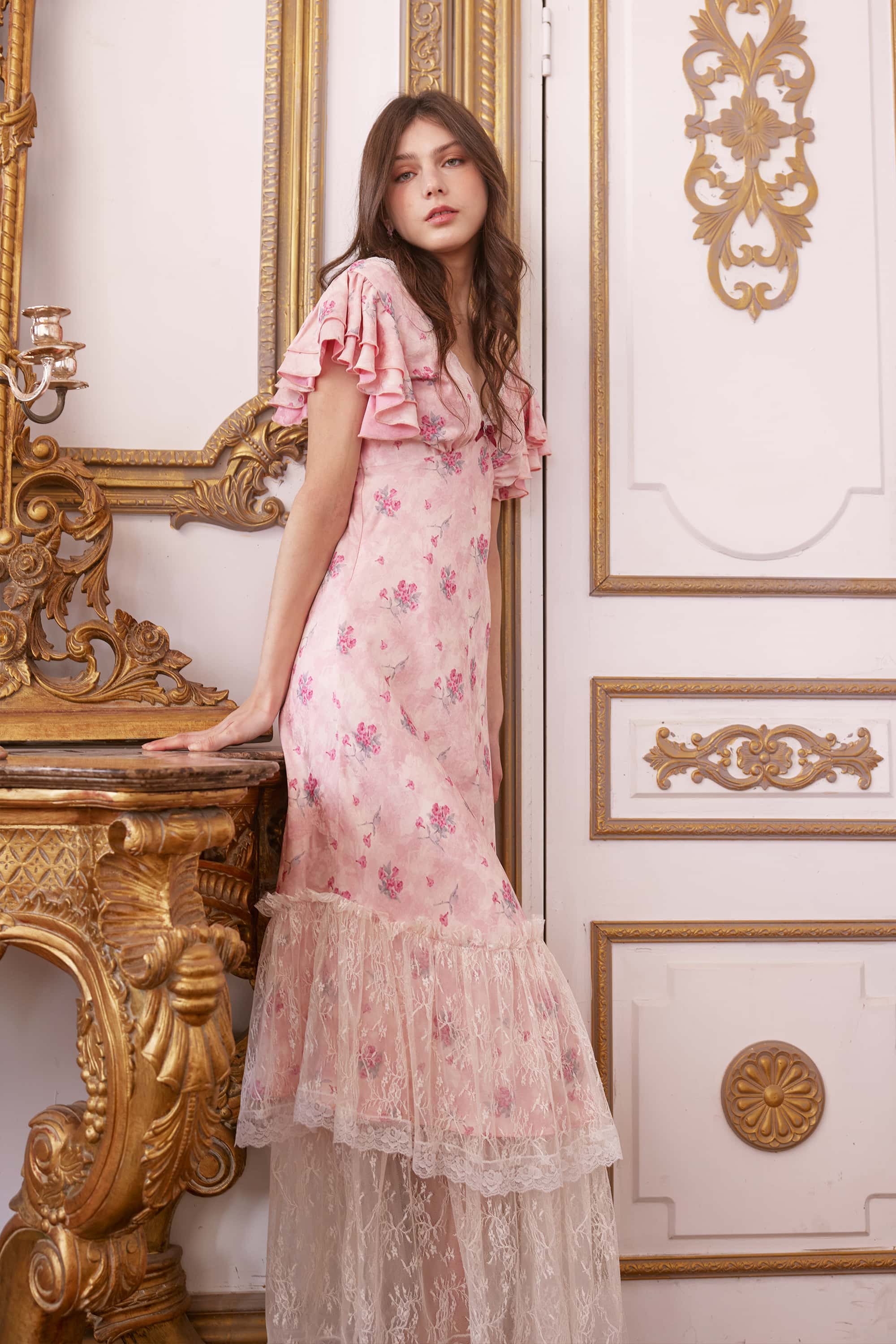 Carlton Jaquard Satin Floral Maxi Dress