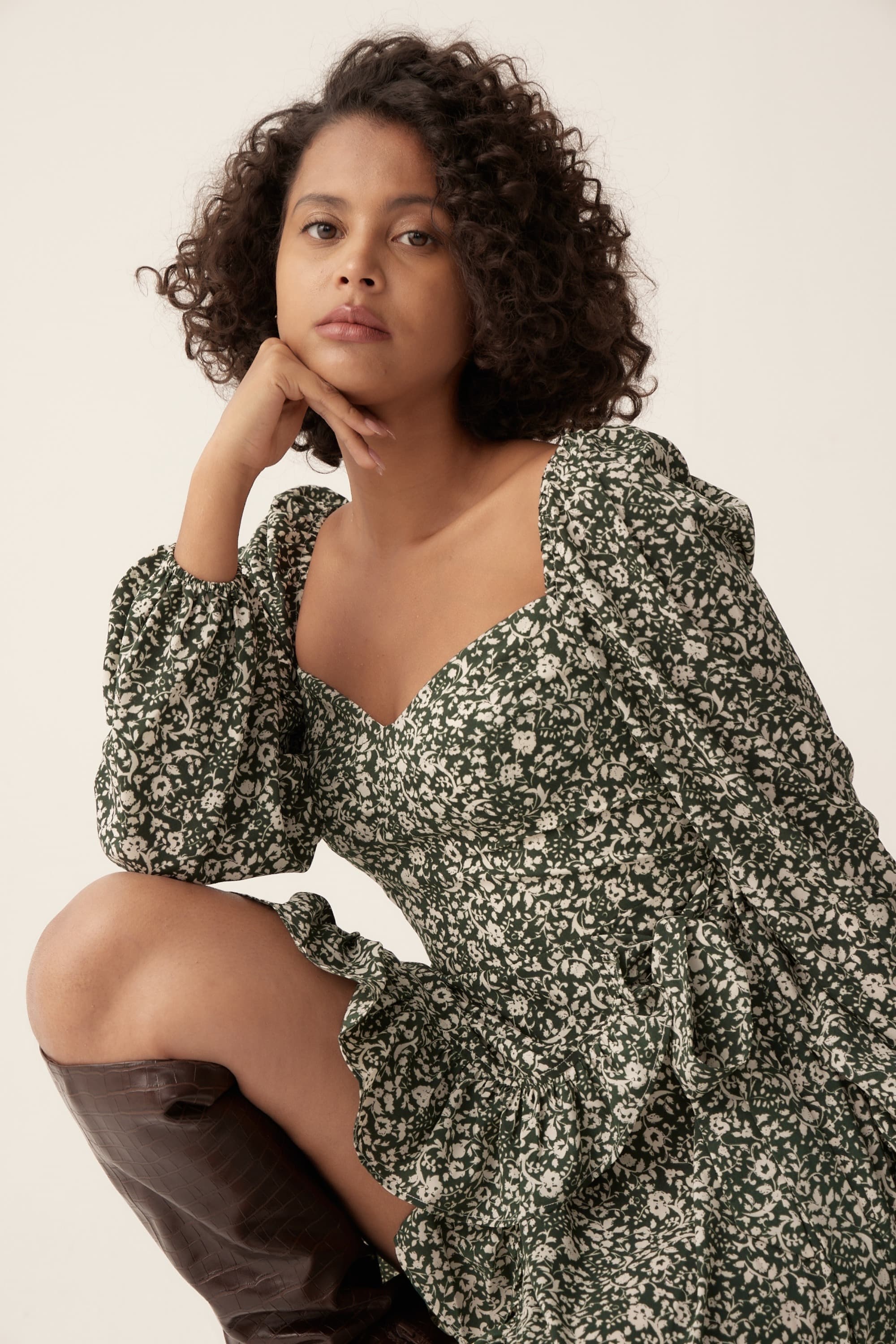 Hadi Floral Flounce Hem Dress