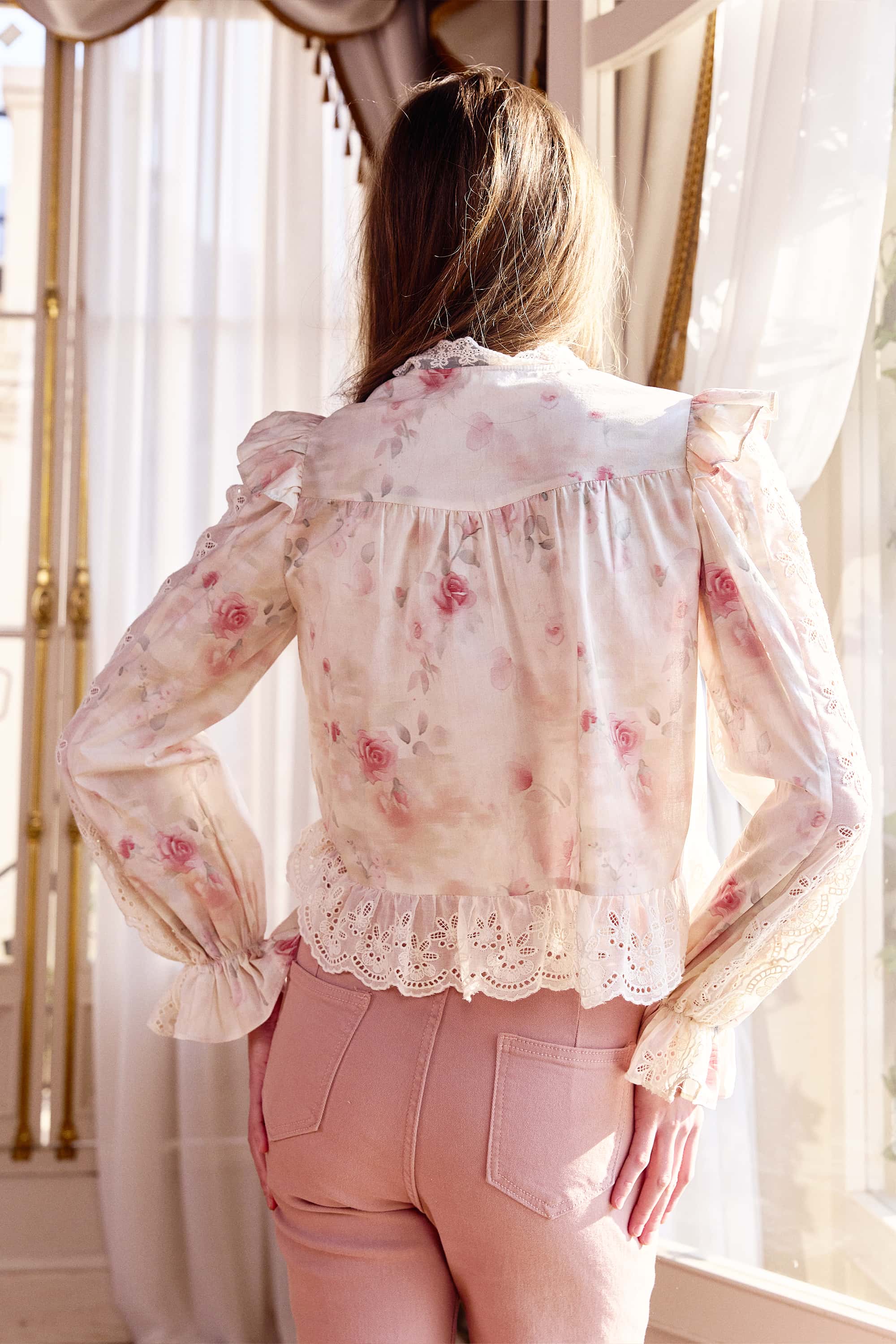 Gillian Cotton Lace Floral Blouse