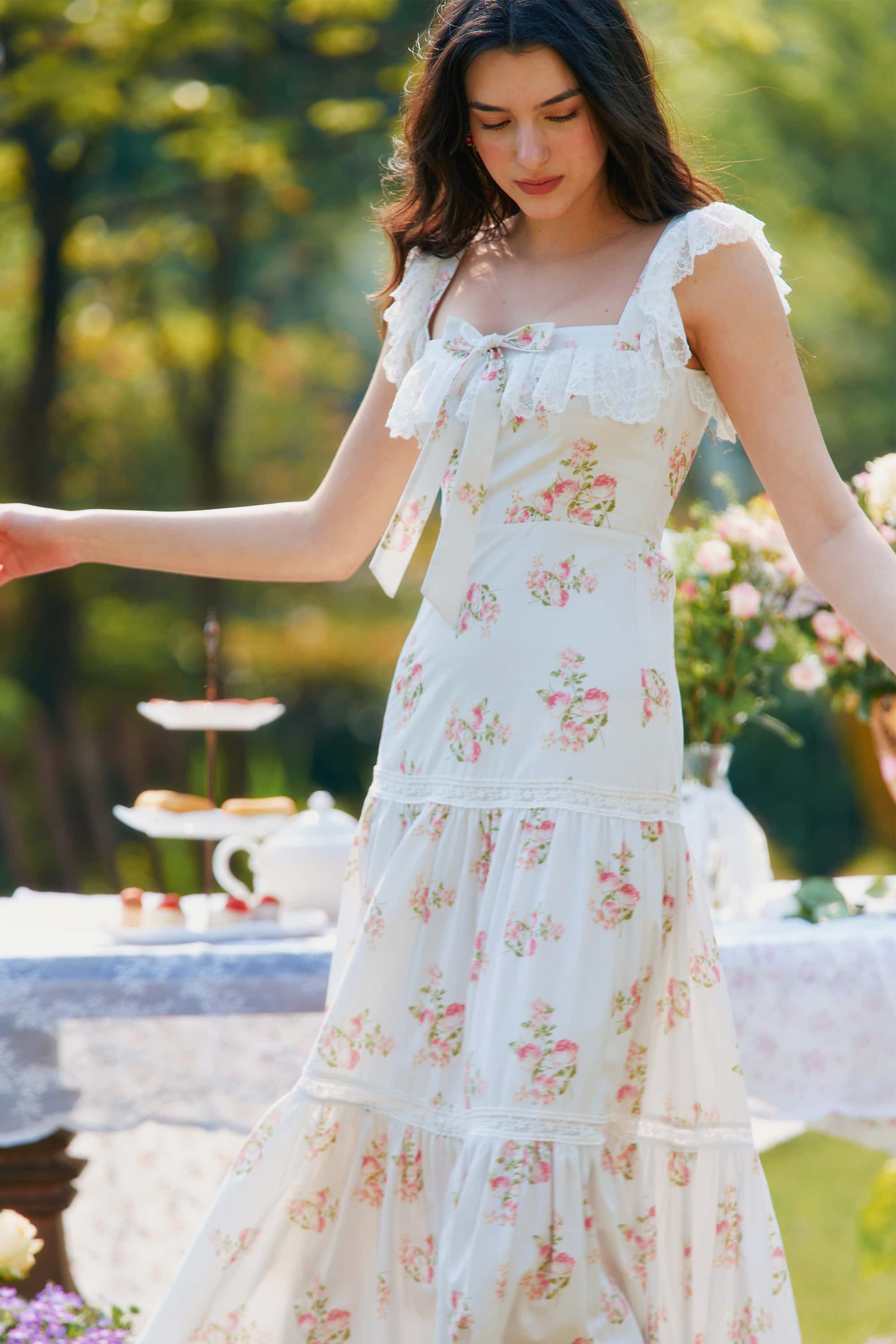 Giselle Cotton Floral Lace Maxi Dress