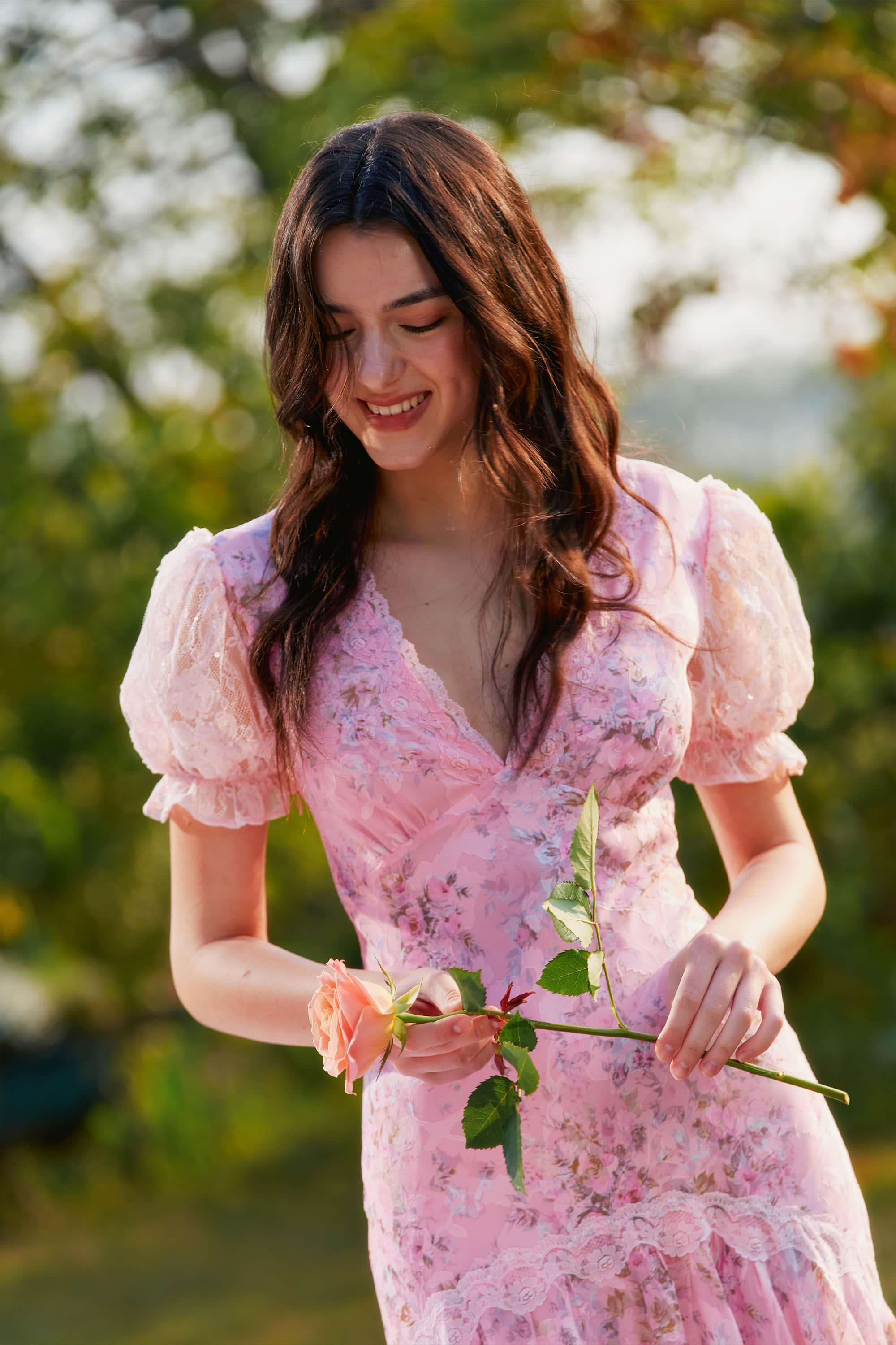 Adelaide Chiffon Lace Floral Maxi Dress