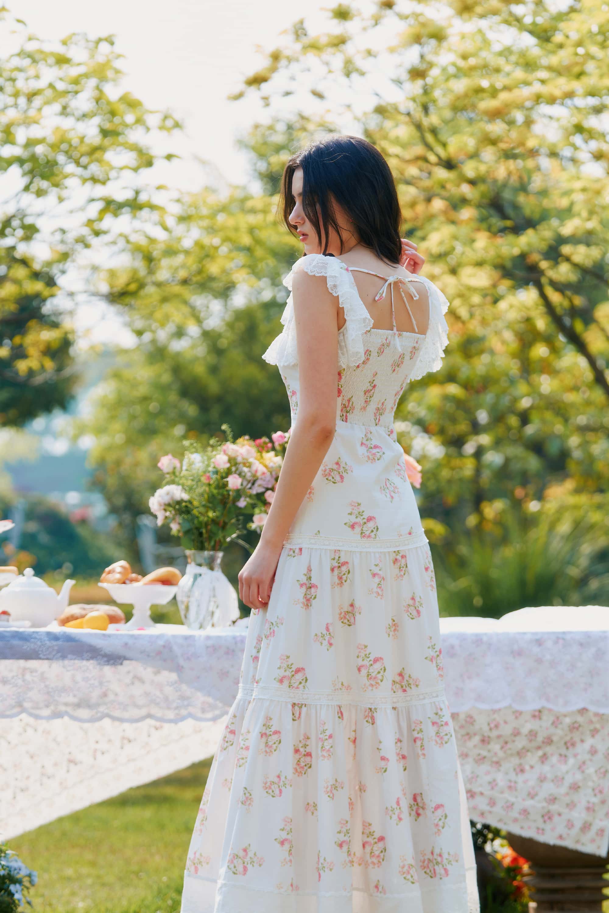 Giselle Cotton Floral Lace Maxi Dress