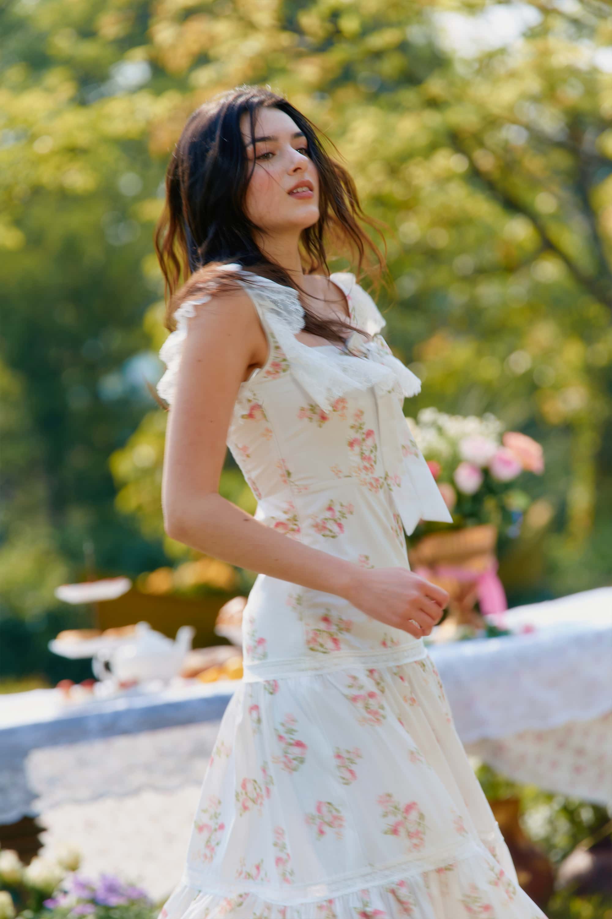 Giselle Cotton Floral Lace Maxi Dress