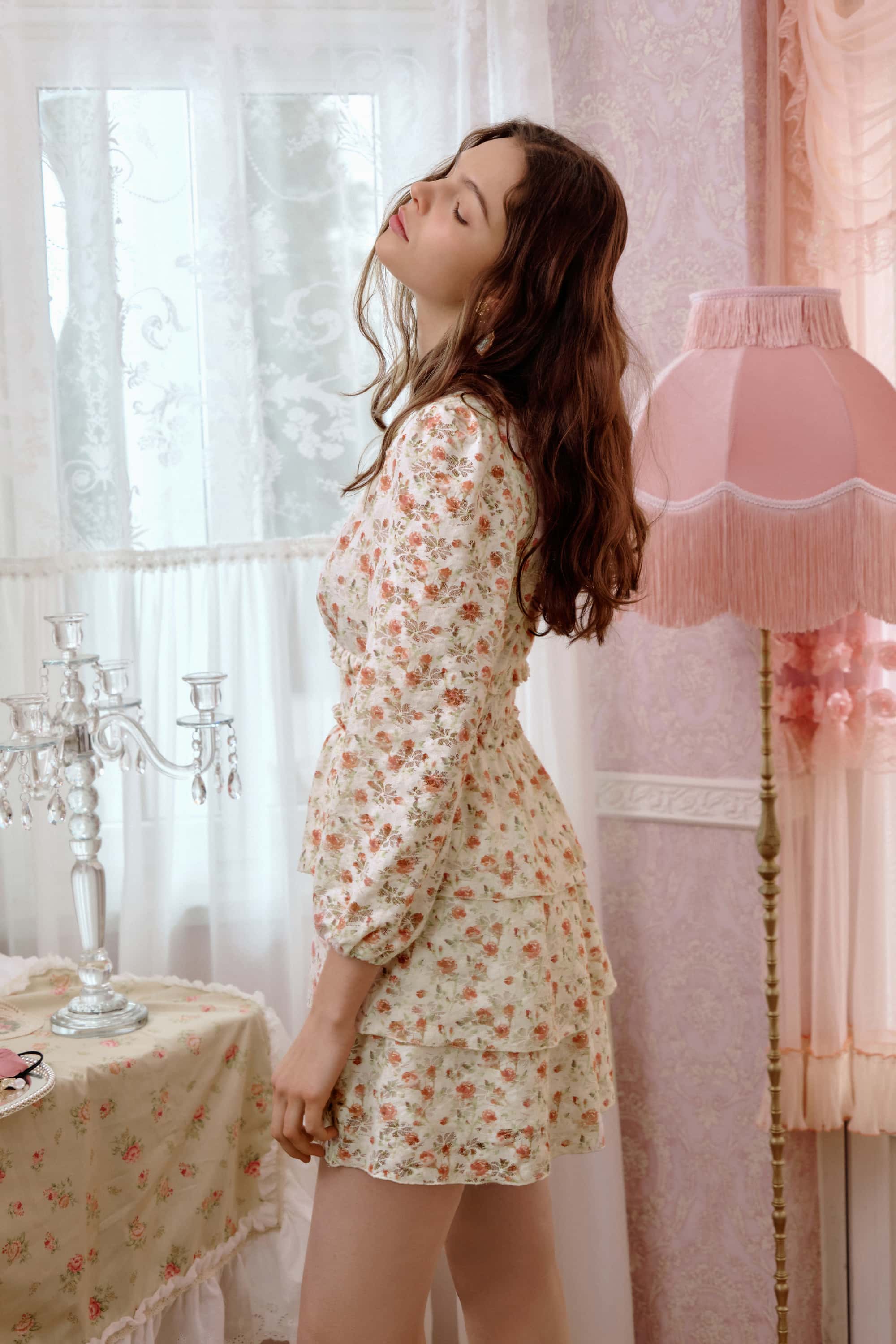 Elsa Lace  Floral Layered Mini Dress