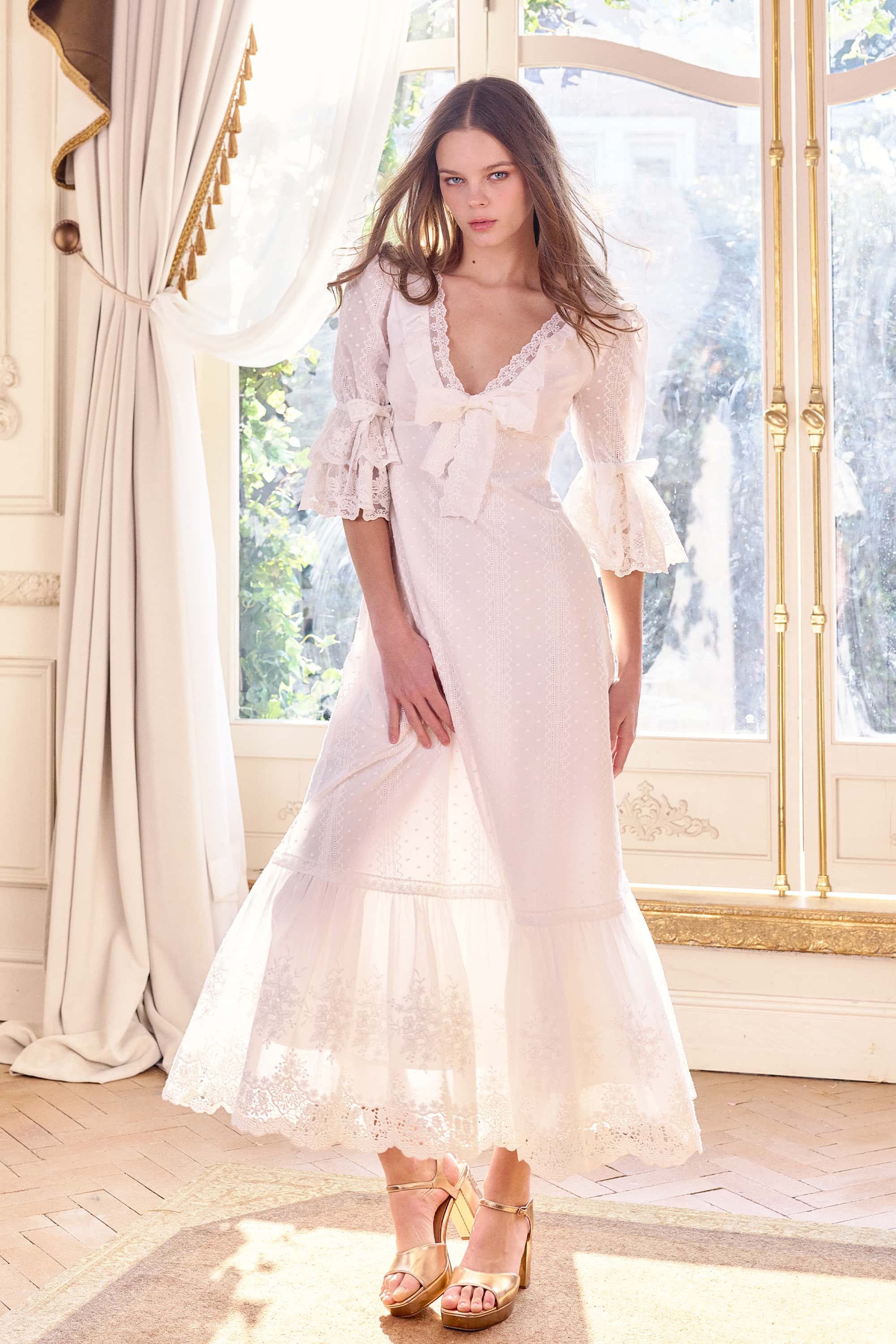 Tessa Bow-Tie Cotton Maxi Dress