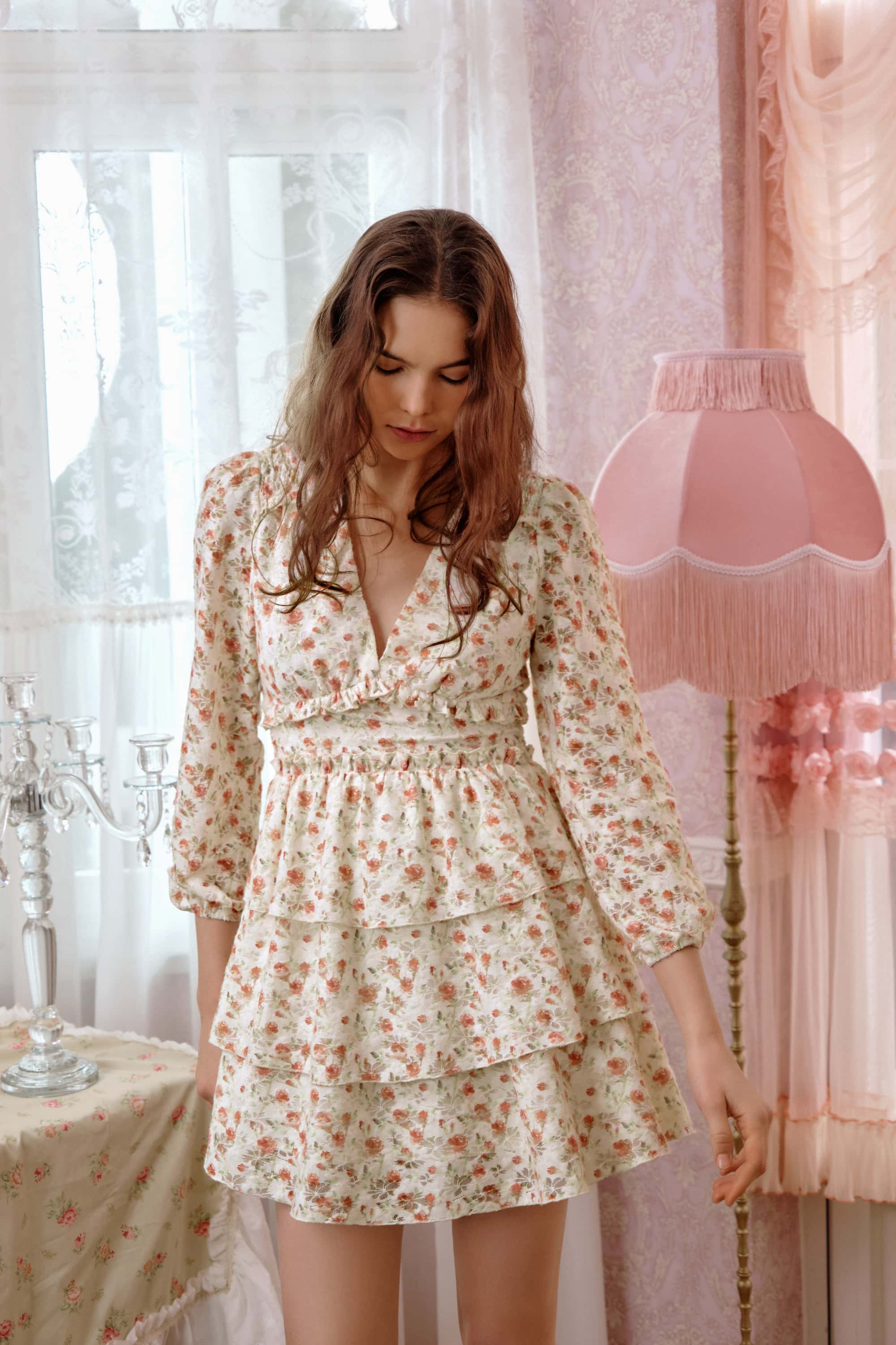 Elsa Lace  Floral Layered Mini Dress