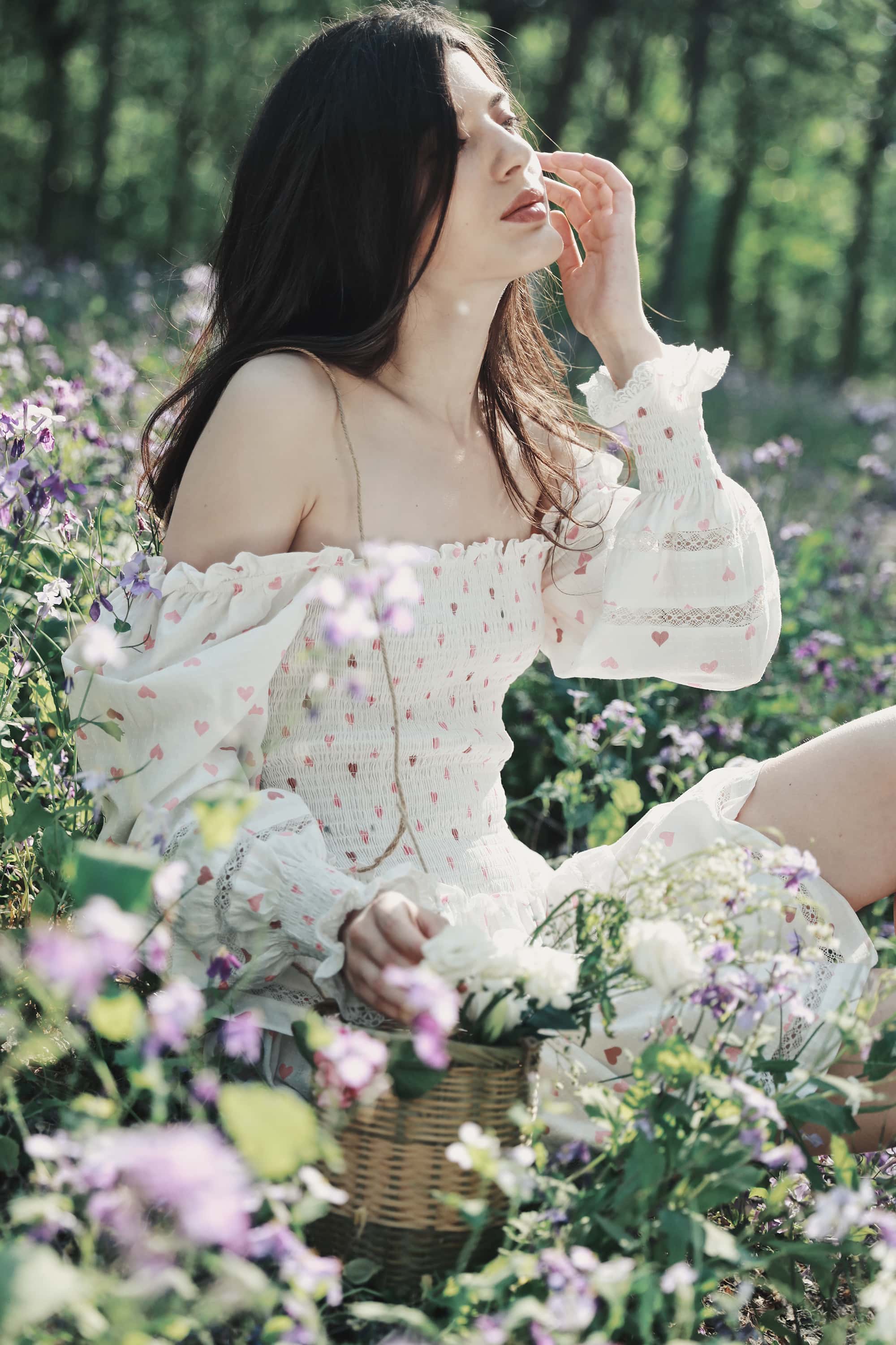 Dora Valentine Puff Sleeve Mini Dress in White