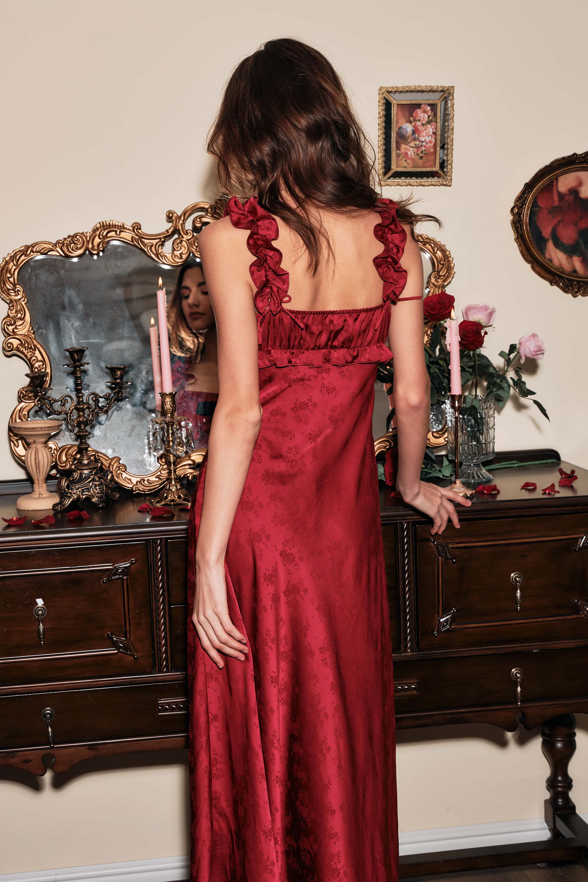 Malika Jacquard Satin Maxi Dress