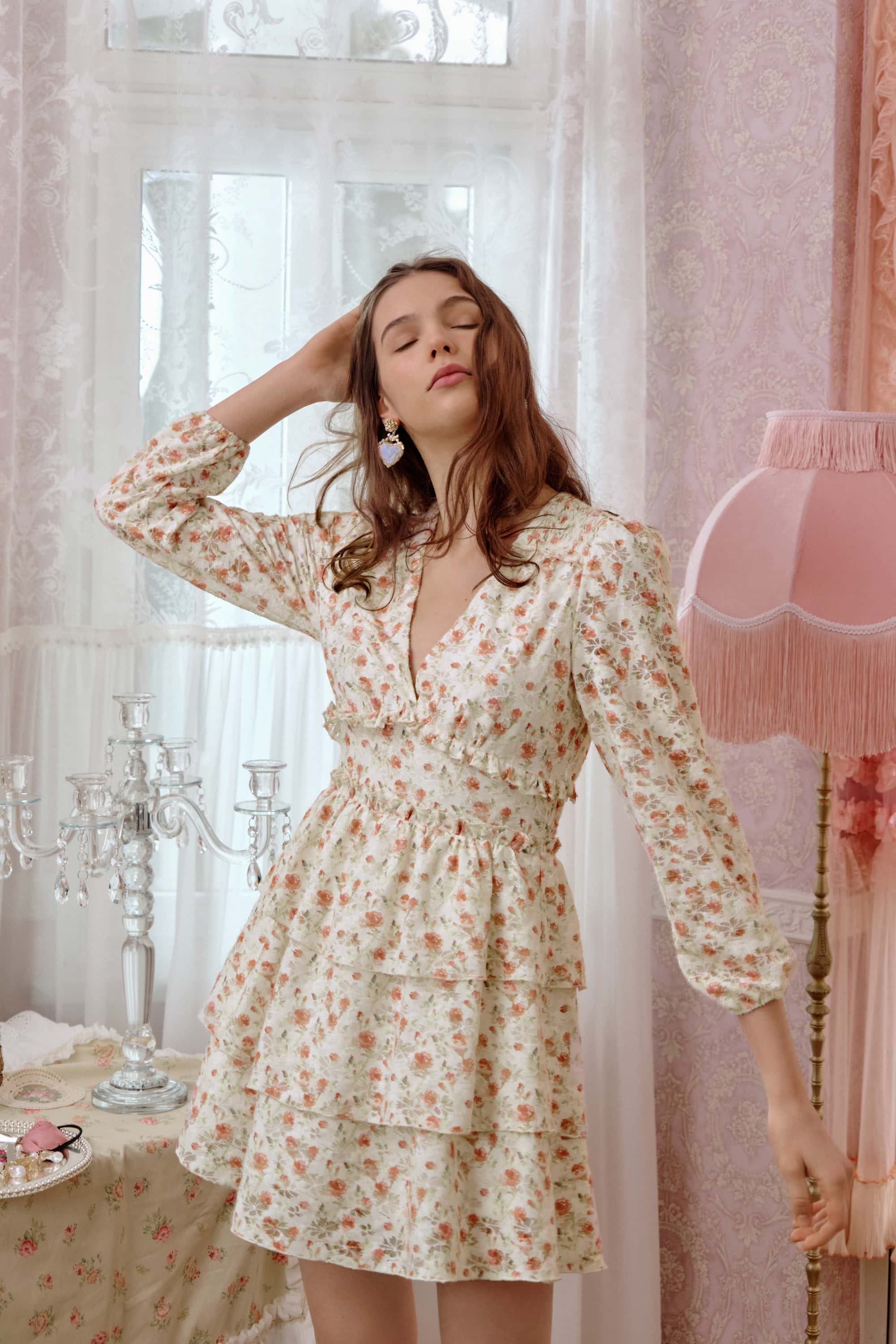 Elsa Lace  Floral Layered Mini Dress