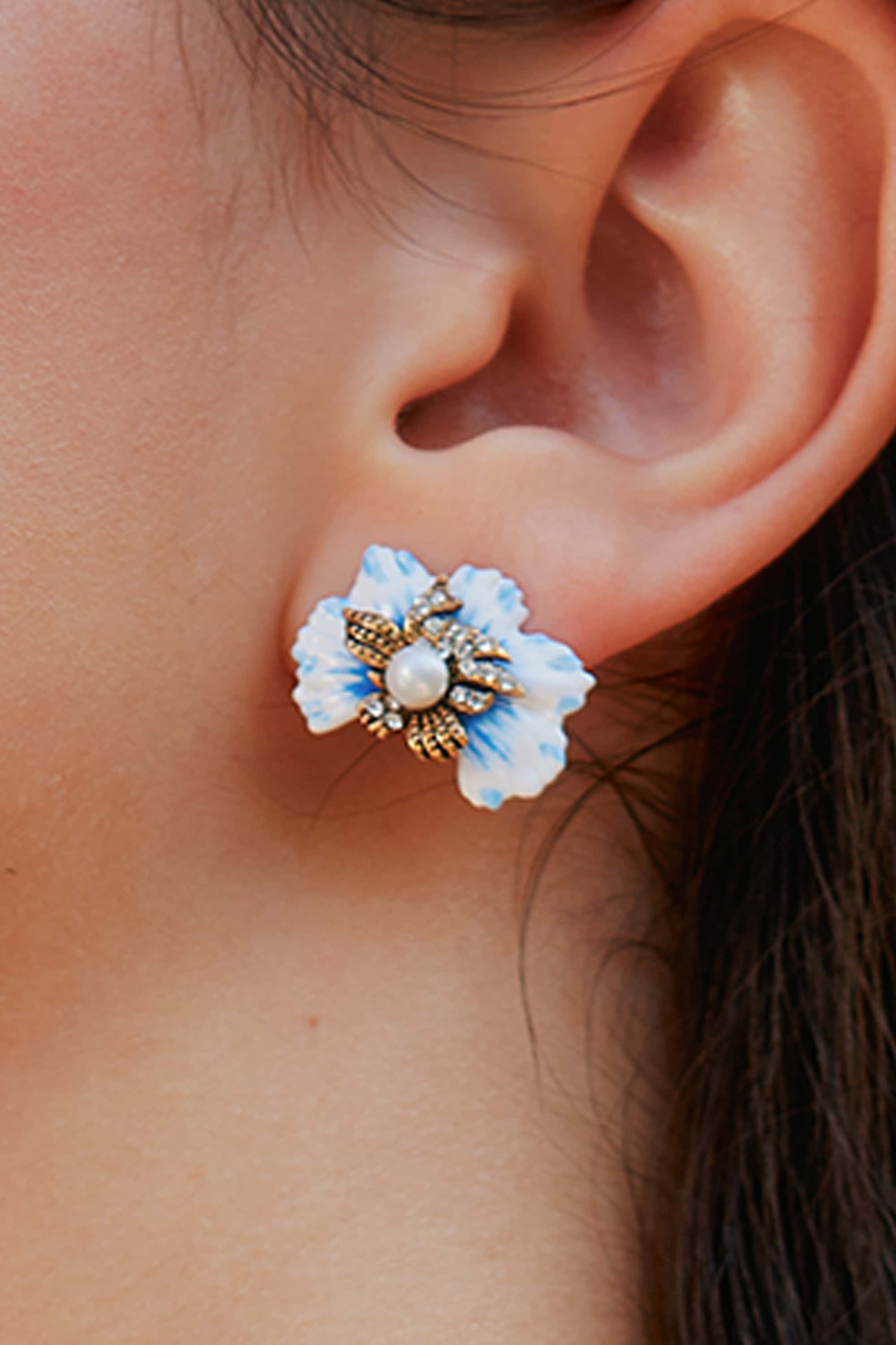 White Flower Earrings