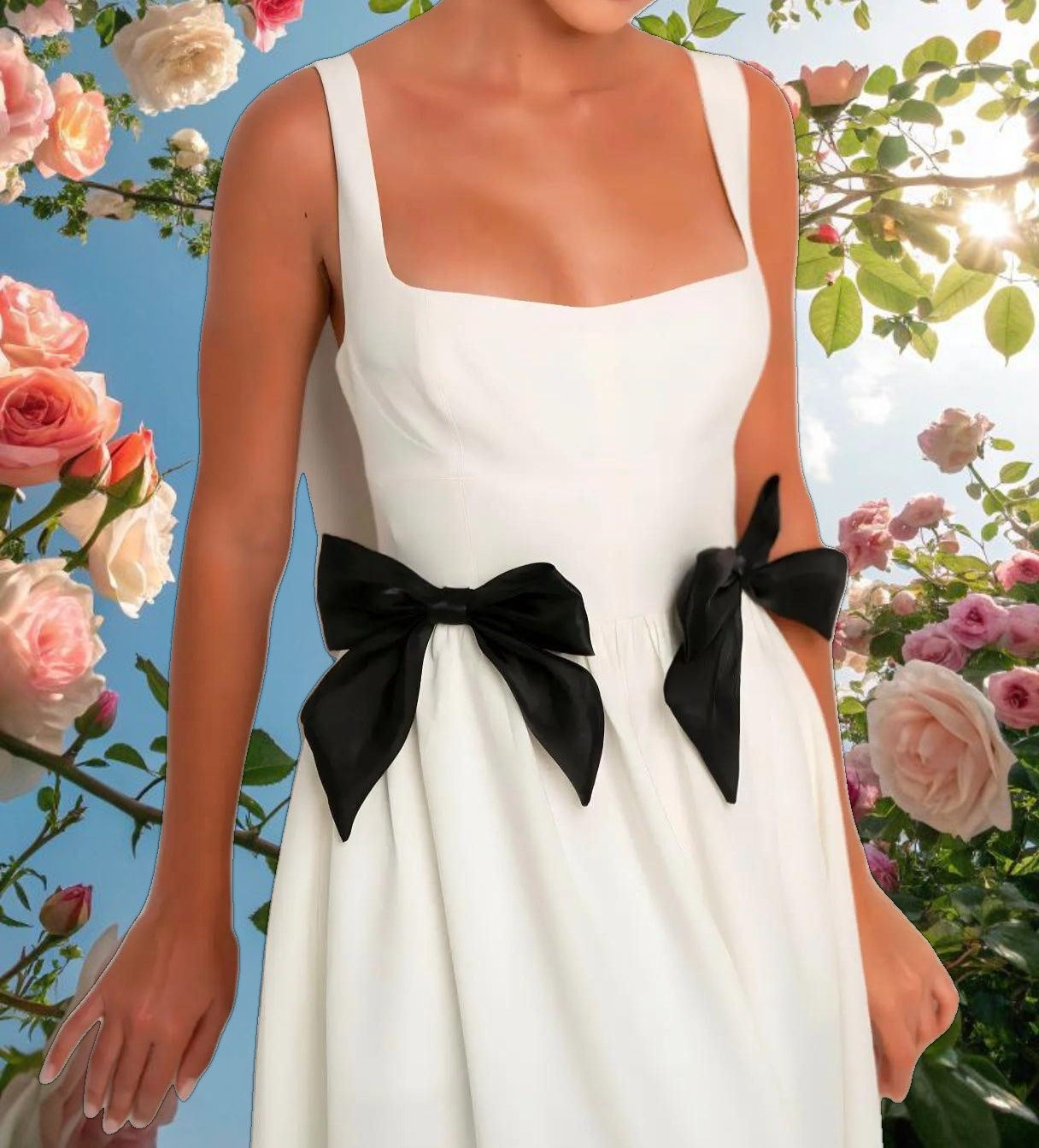 White Bow Midi Dress