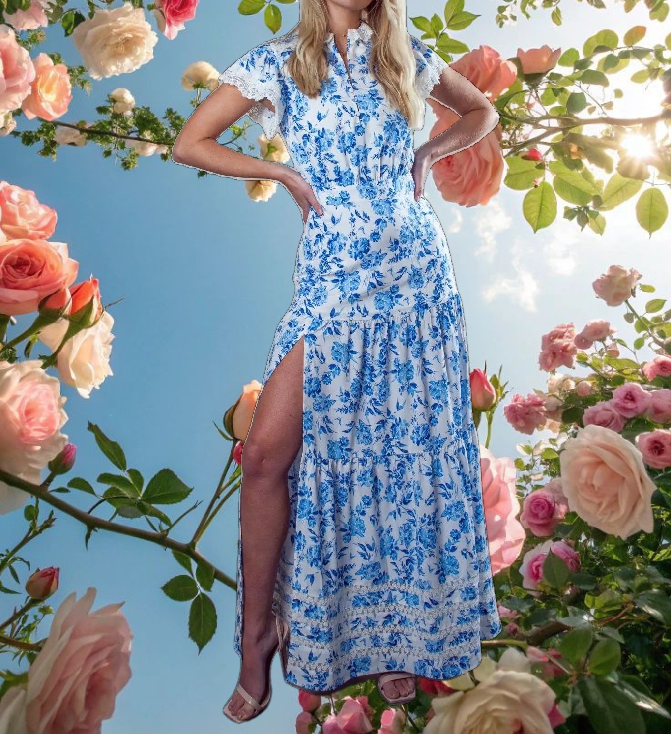 Bellflower Blue and White dress