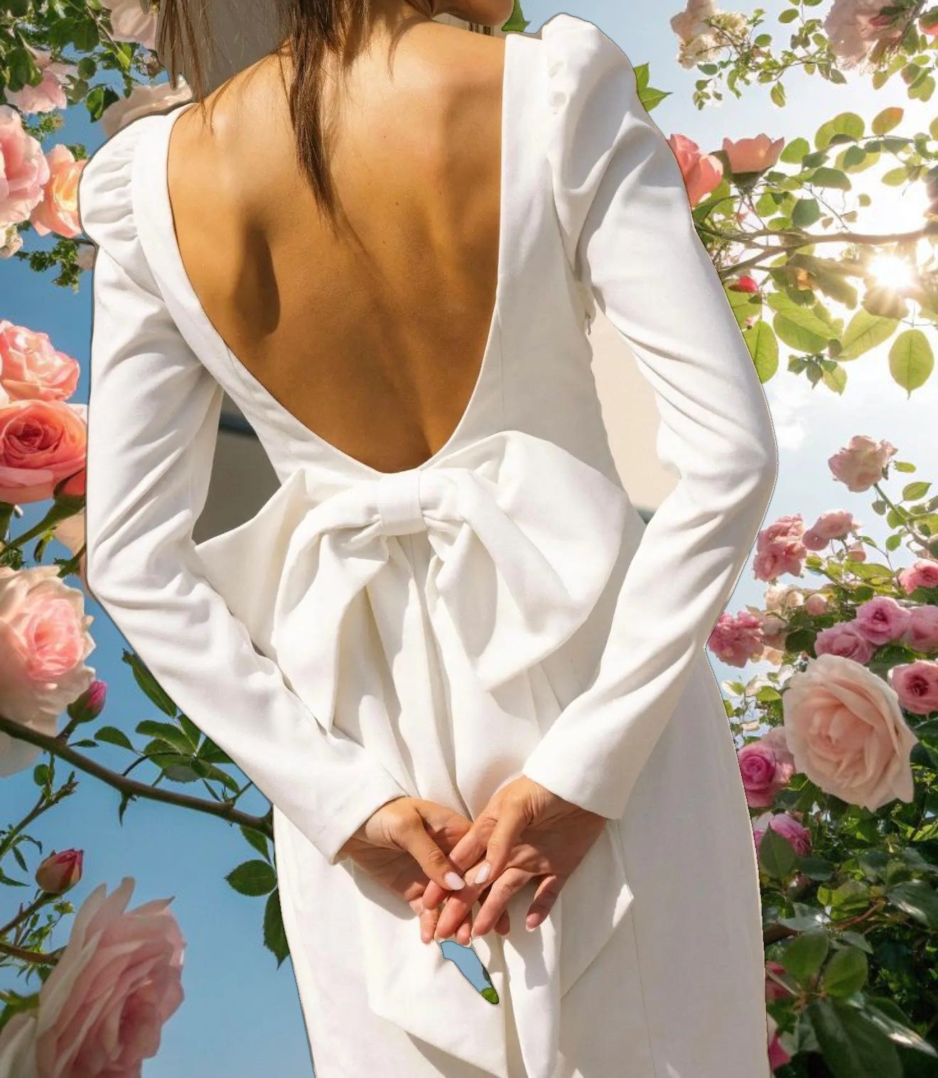 White midi bow dress