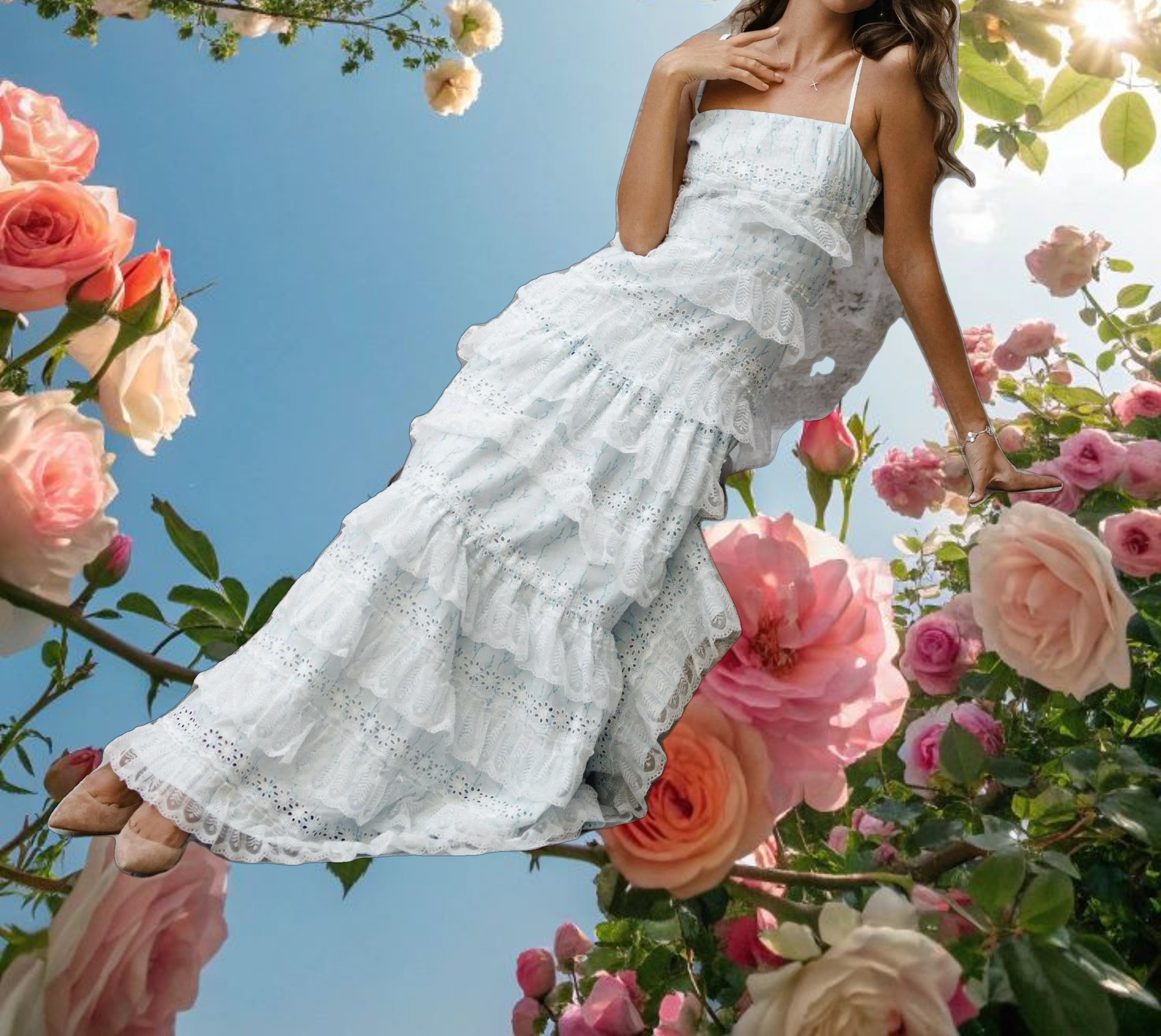 Blue Lovette Maxi Lace Dress