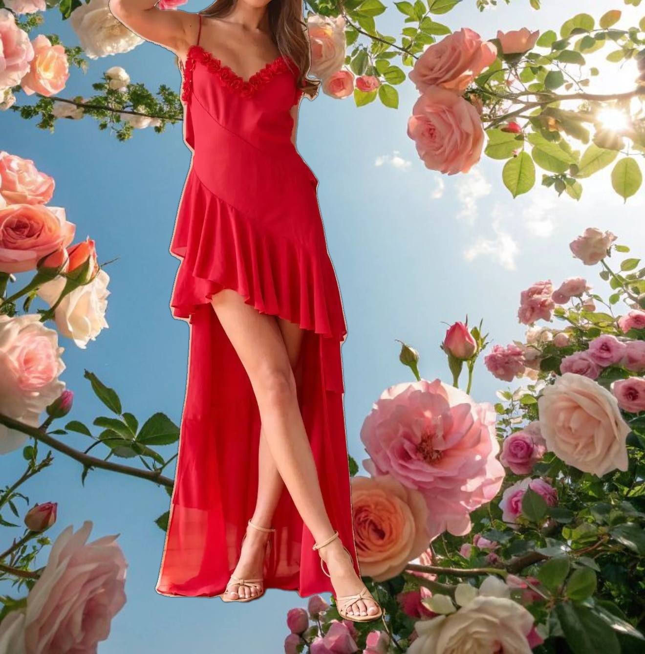 Red Rose Petal Dress