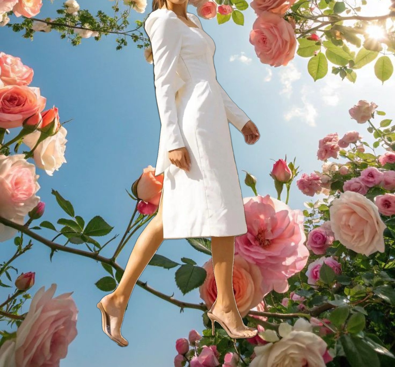 White midi bow dress