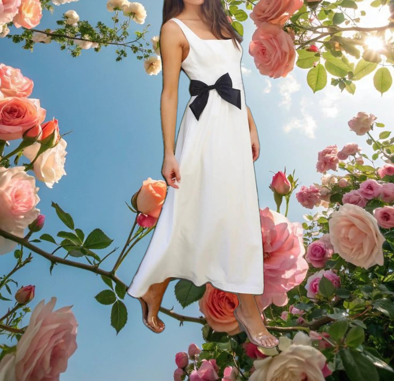 White Bow Midi Dress