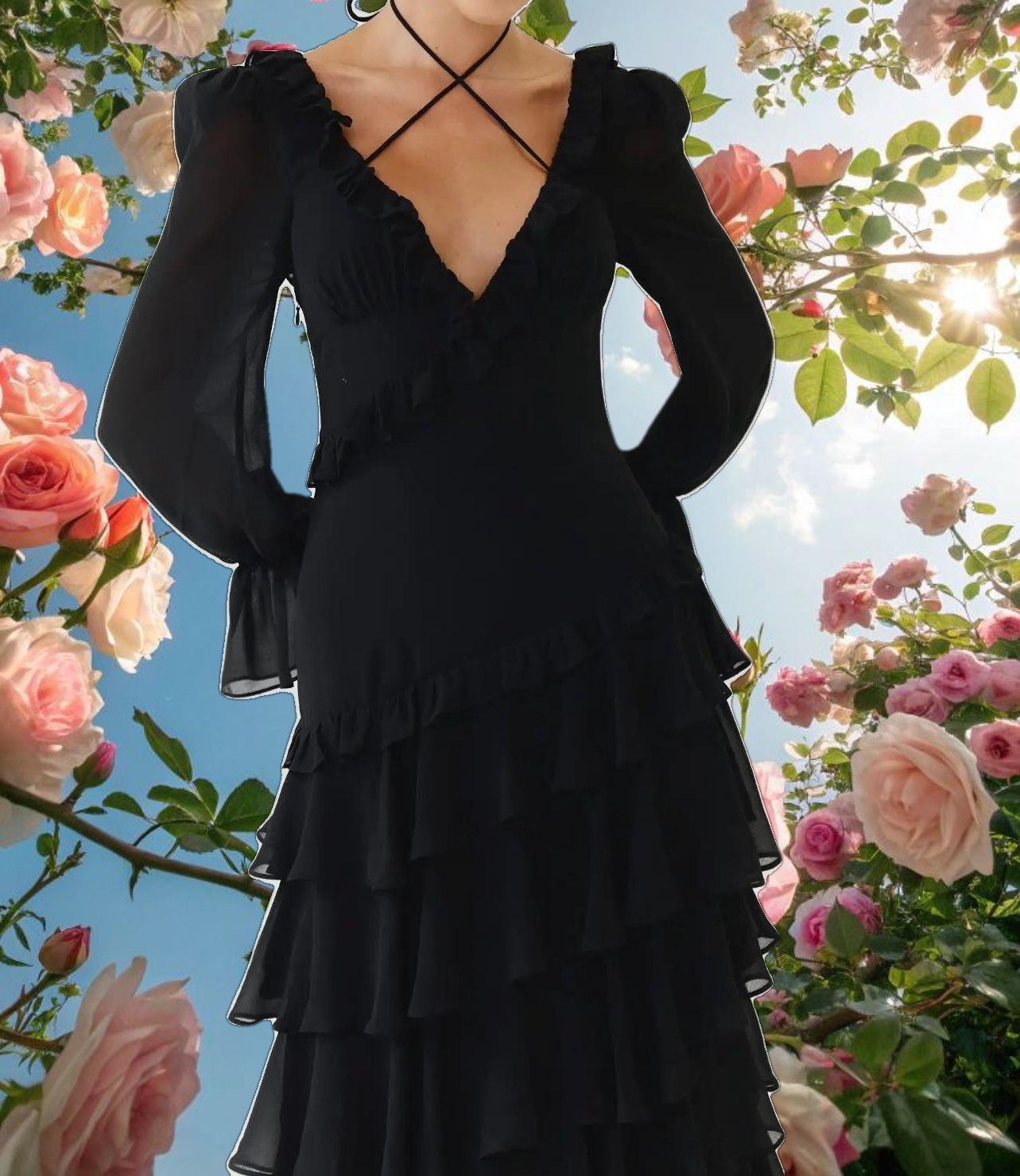 ALB Ruffle Dress Black