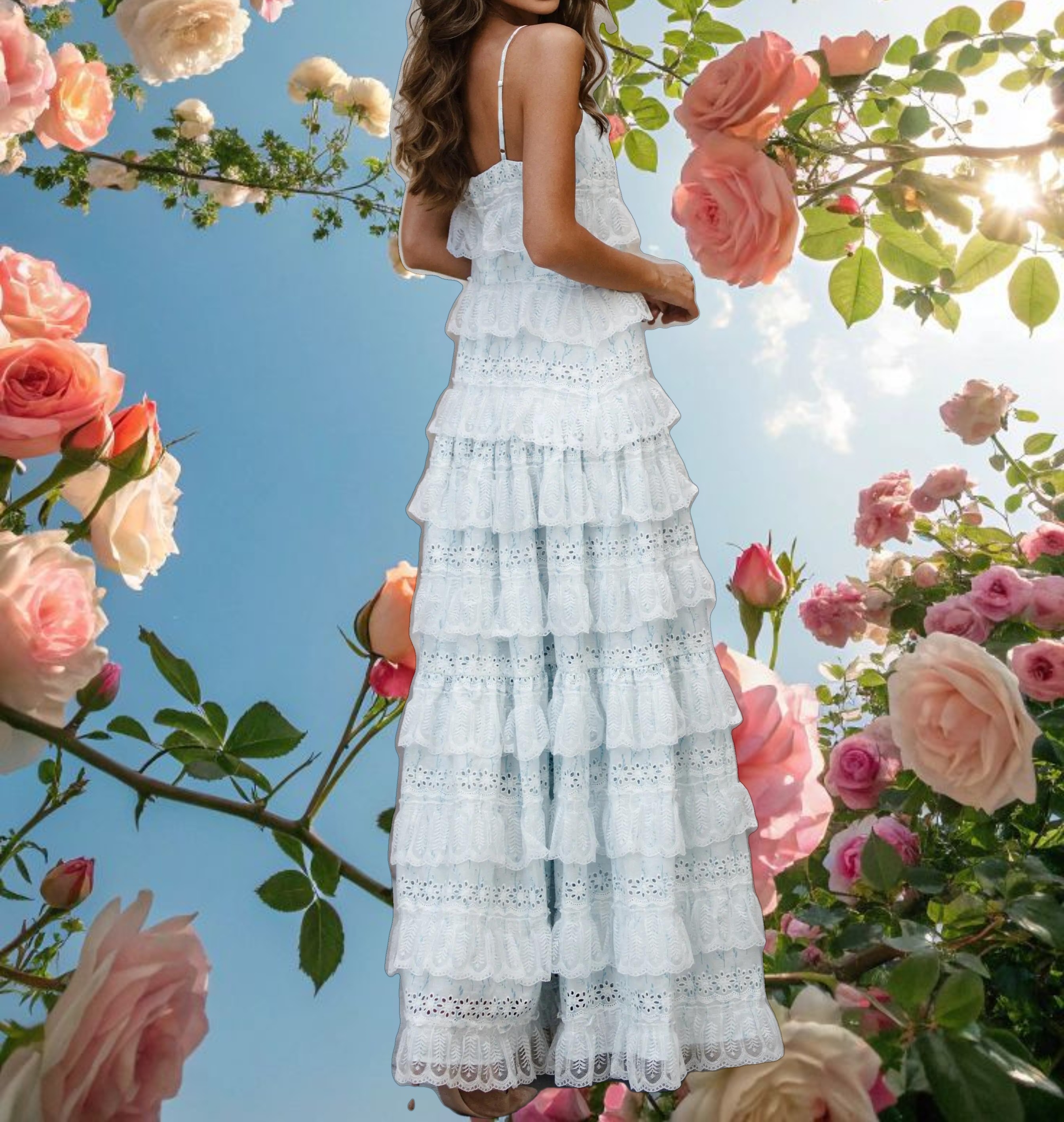 Blue Lovette Maxi Lace Dress