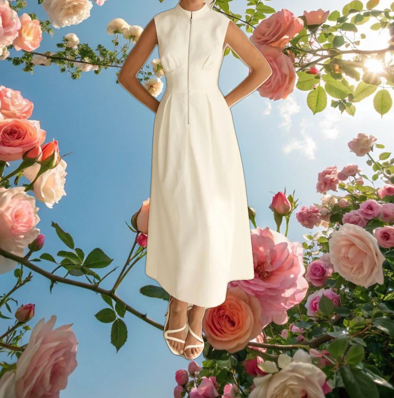 Knightsbridge White Zip Dress