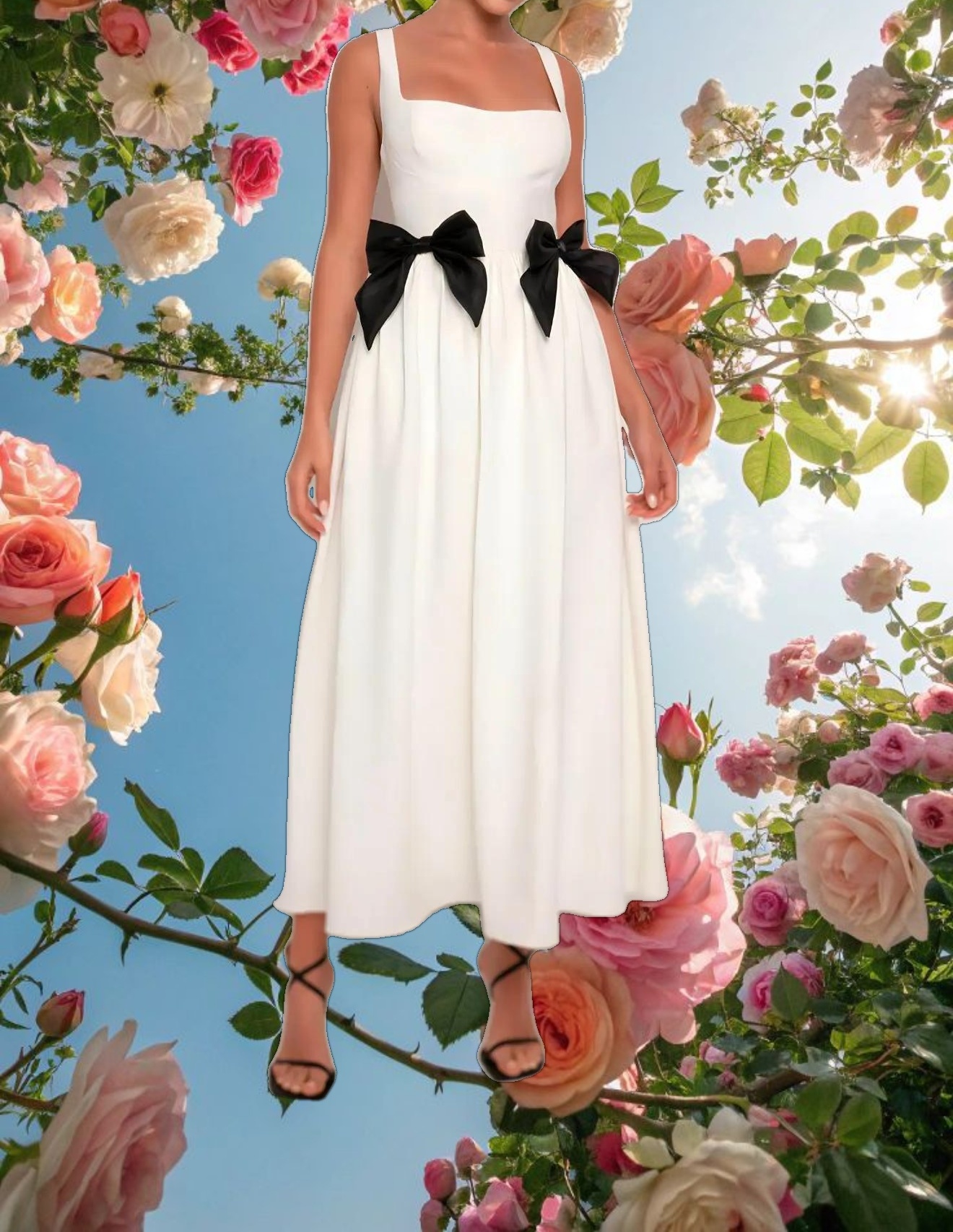 White Bow Midi Dress