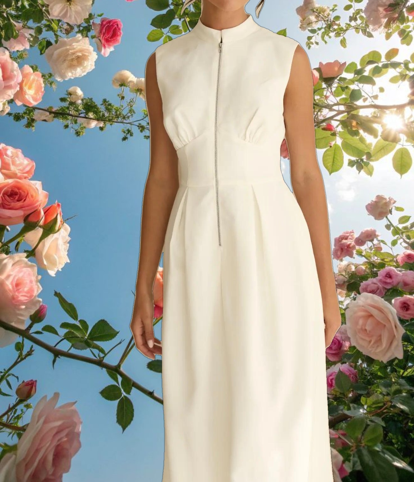 Knightsbridge White Zip Dress