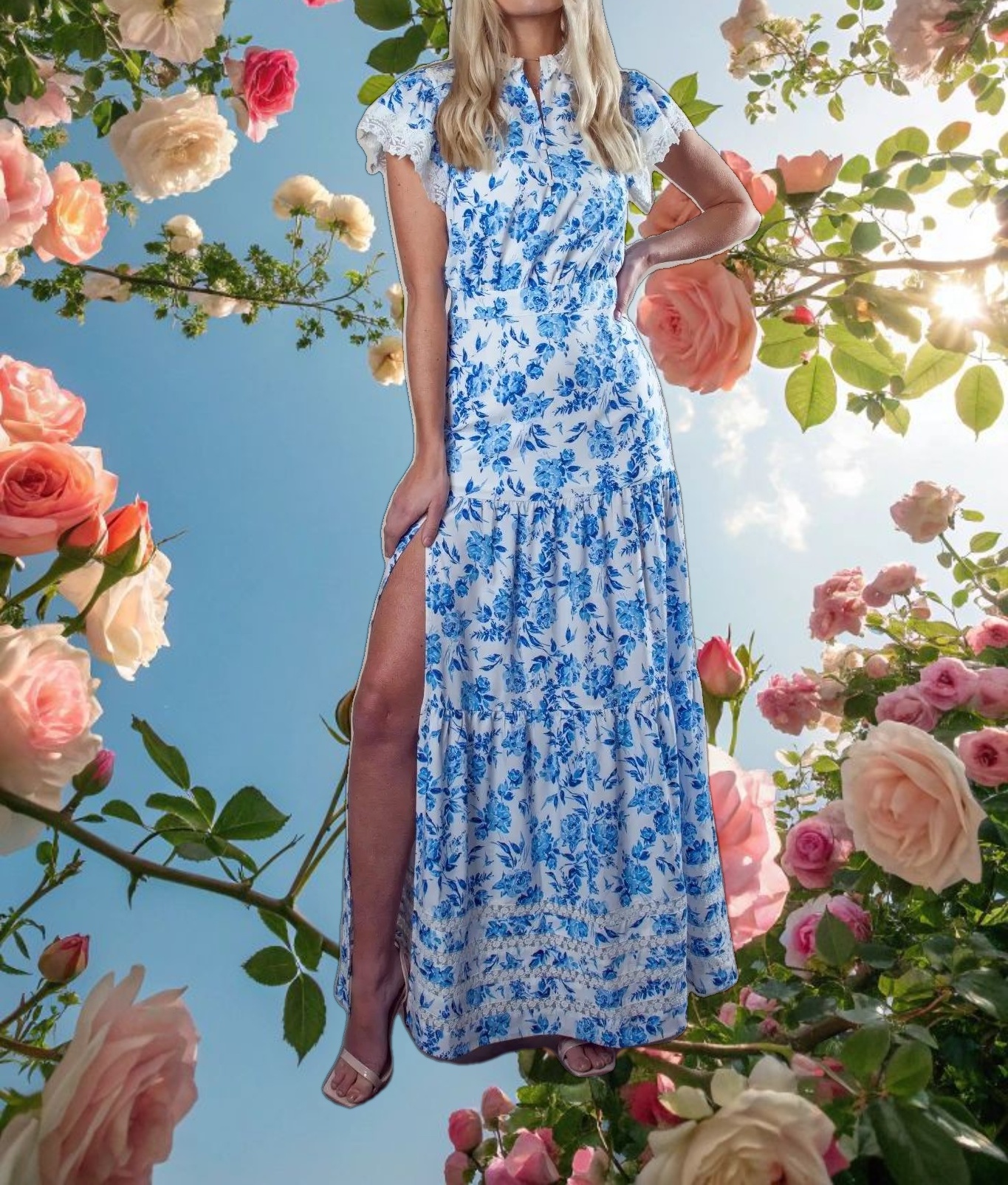 Bellflower Blue and White dress