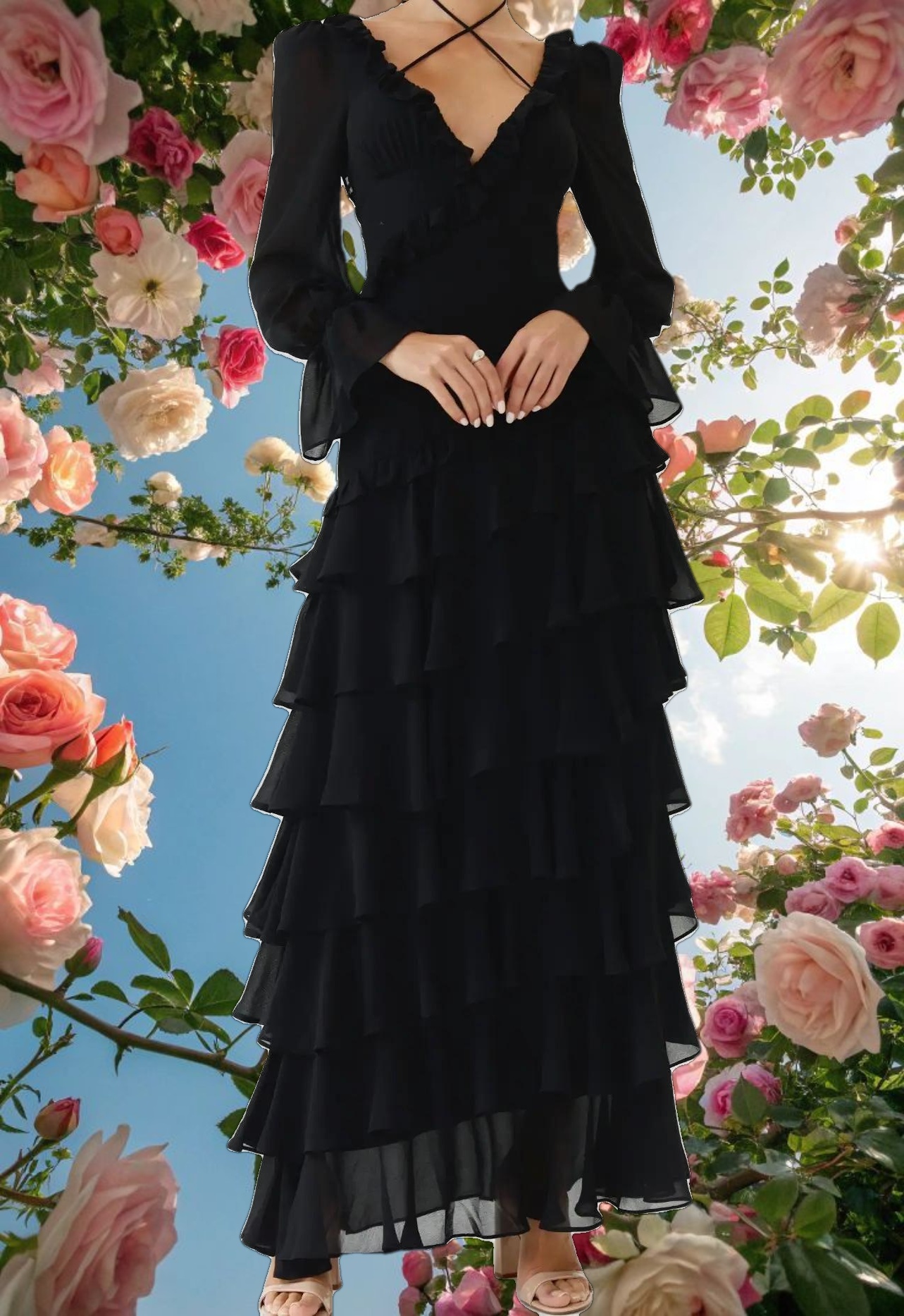 ALB Ruffle Dress Black