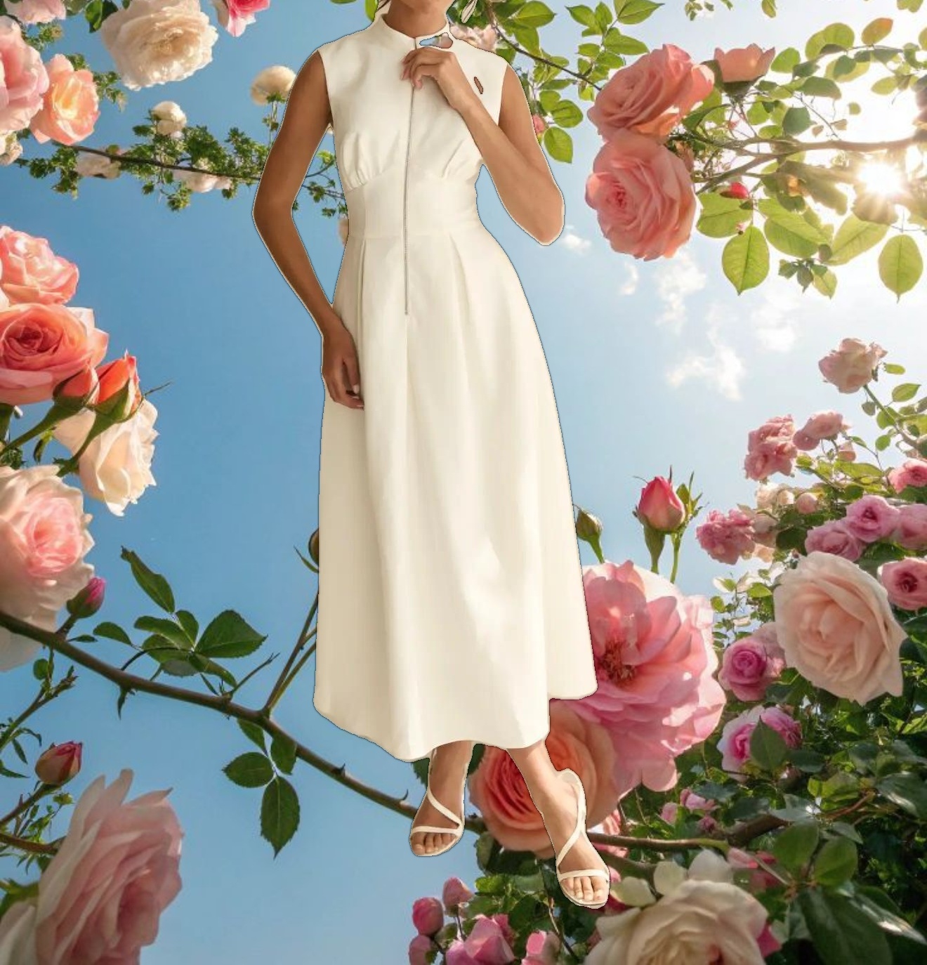 Knightsbridge White Zip Dress