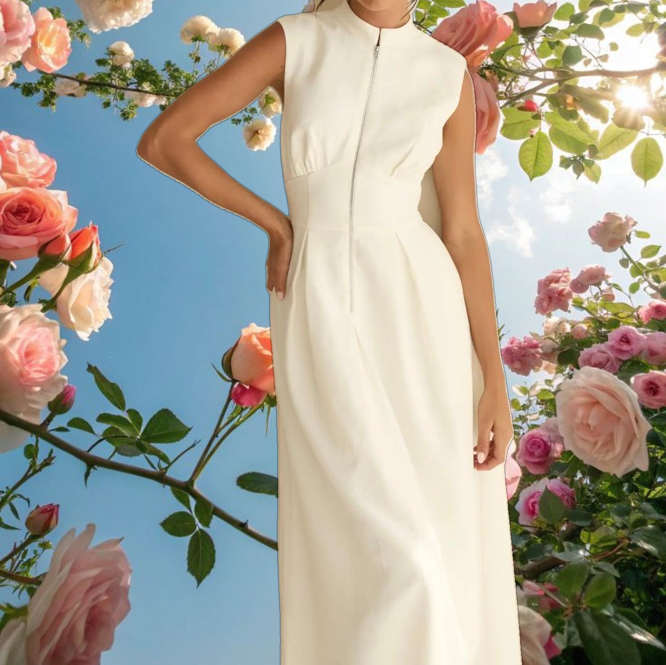 Knightsbridge White Zip Dress