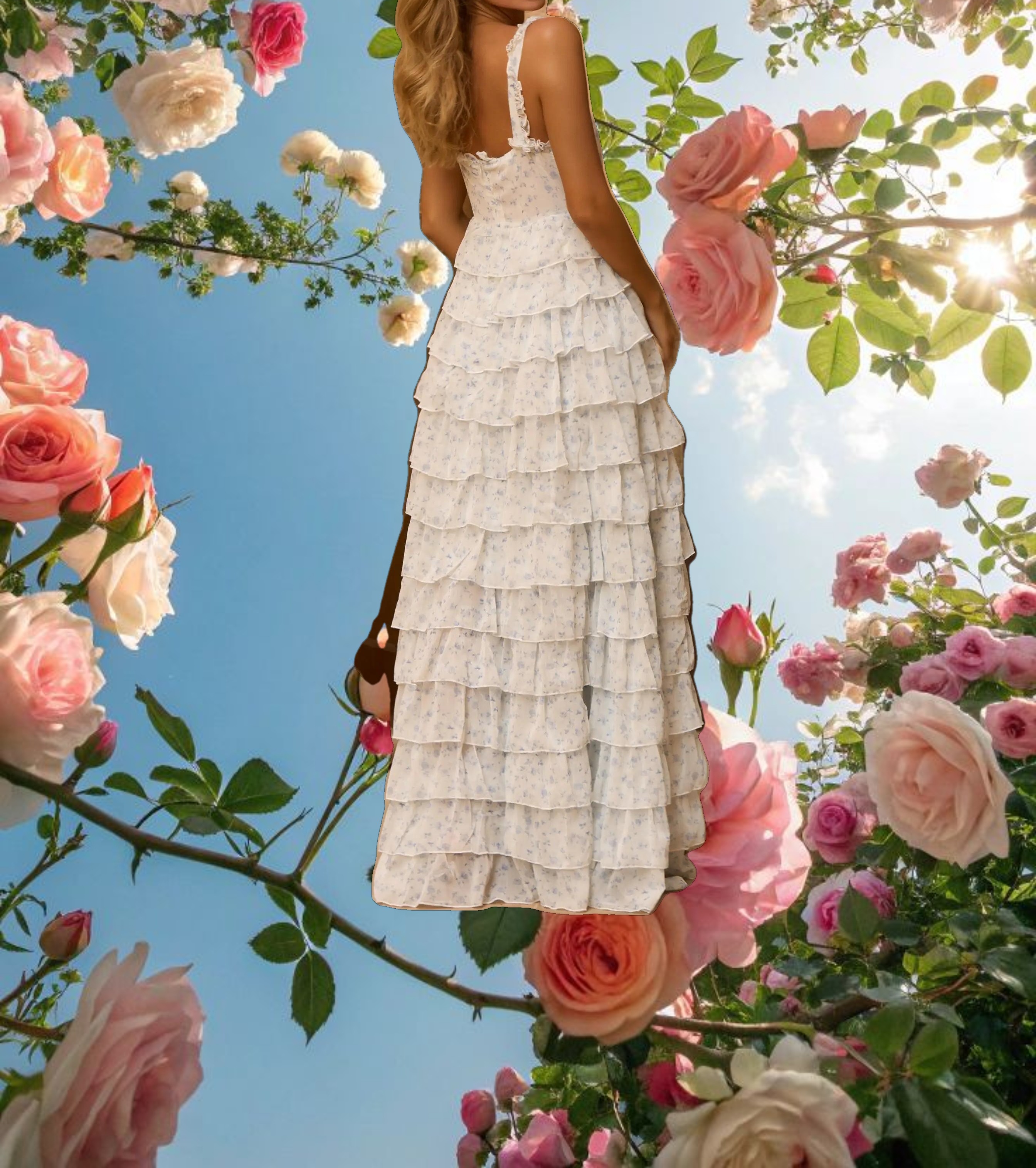 The Blue and White Waterfall Dress