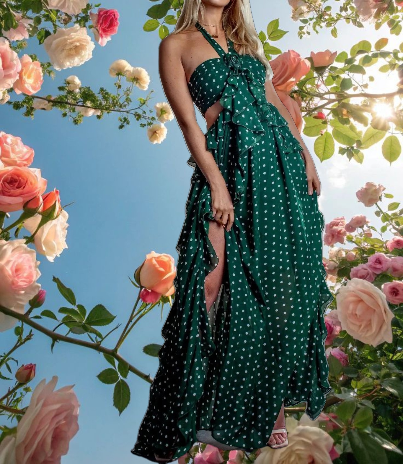 Bella Green Polka Dot Dress