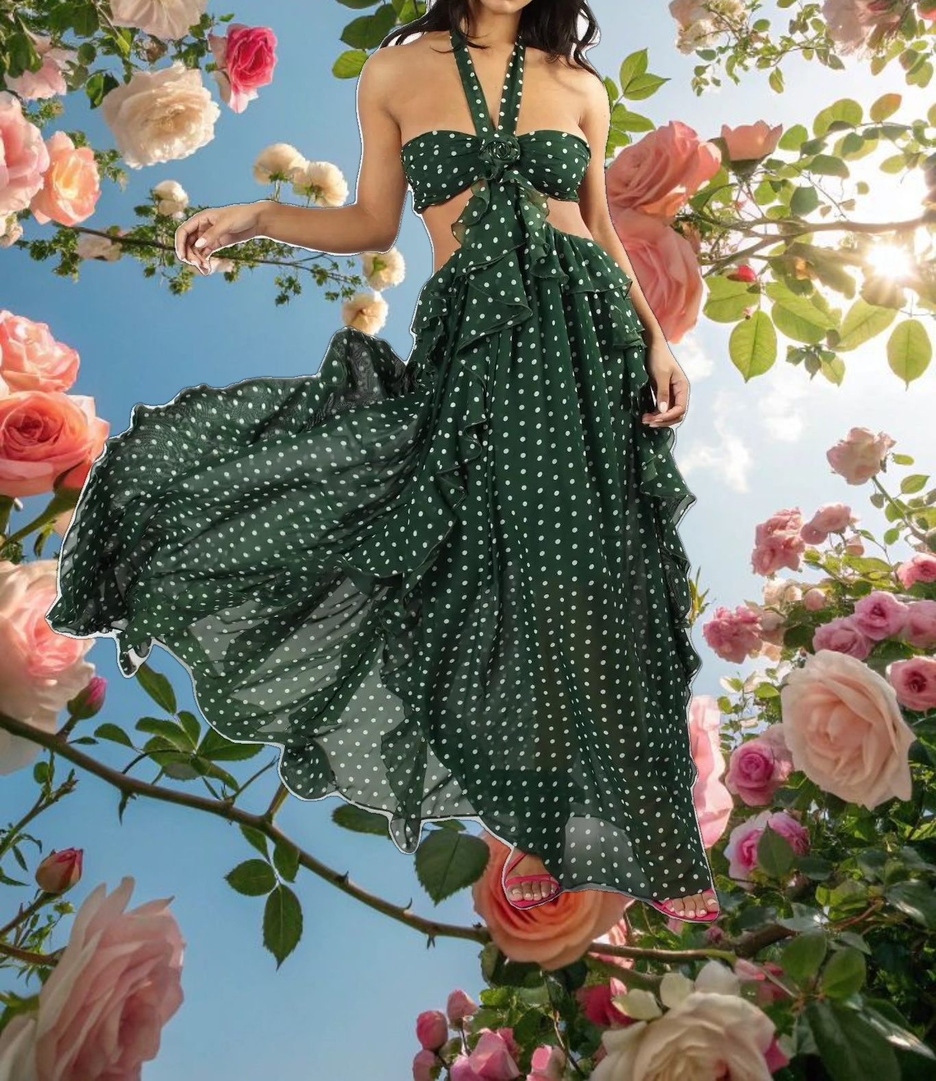 Bella Green Polka Dot Dress