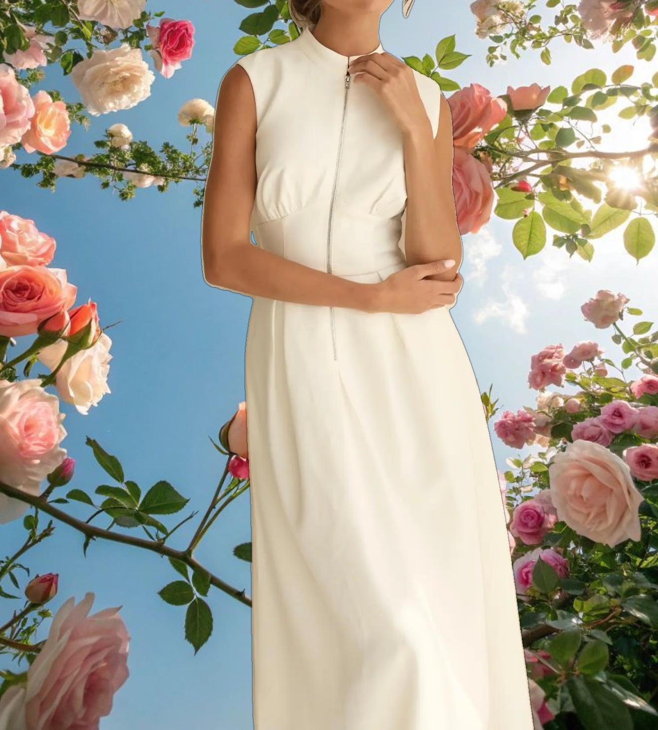 Knightsbridge White Zip Dress