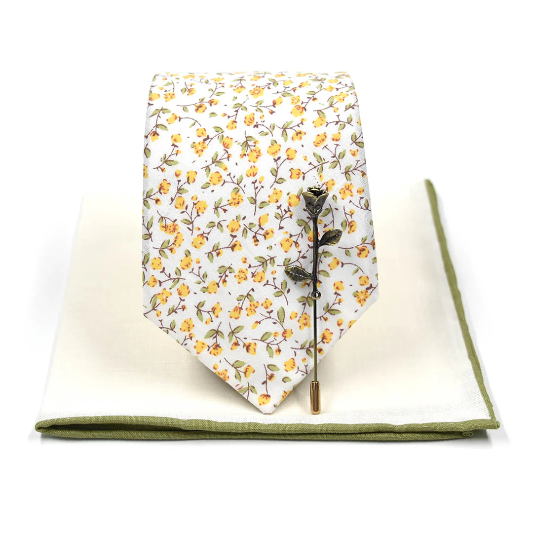 Floral Marigold Yellow Tie Set