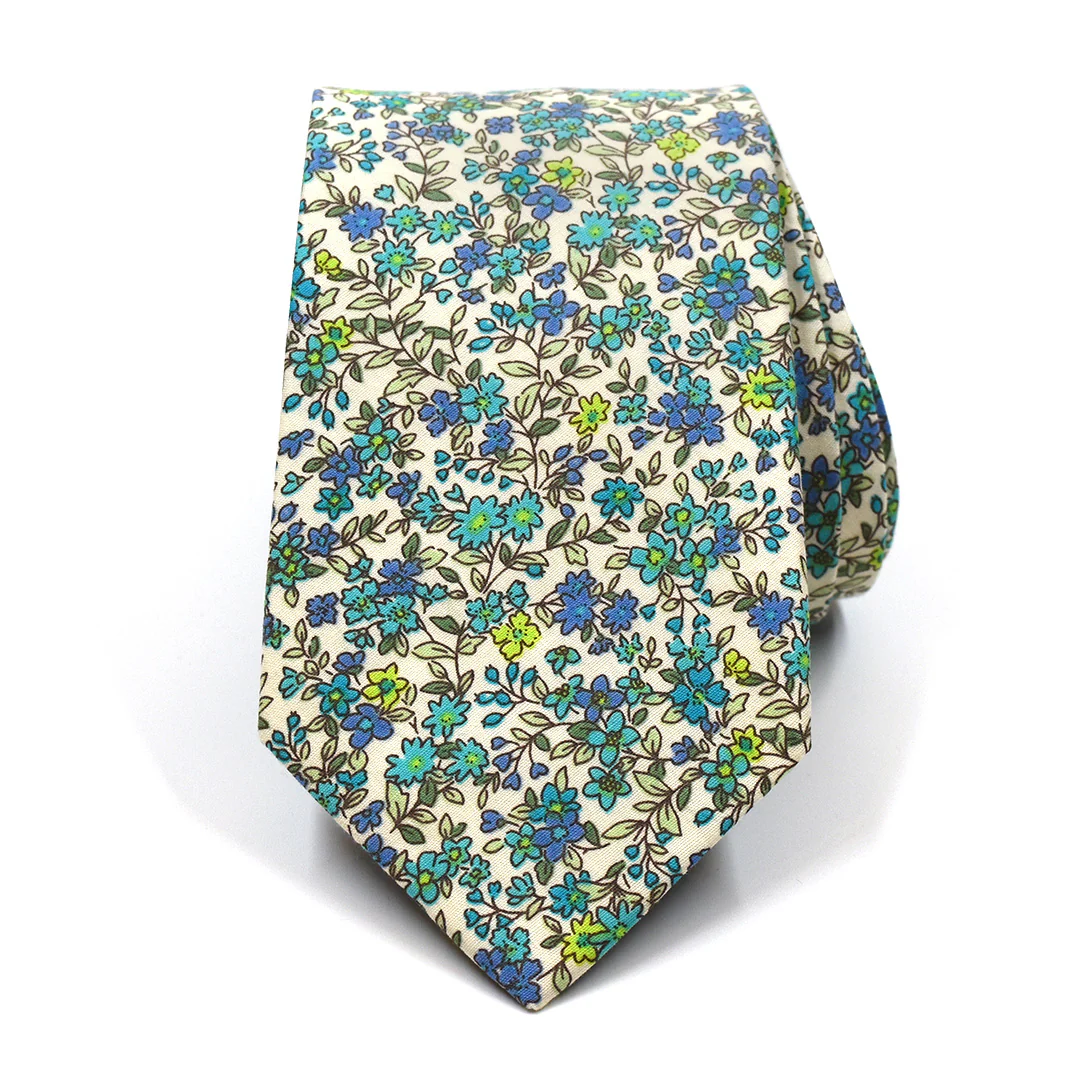 Floral Aqua Sea Blossoms Tie