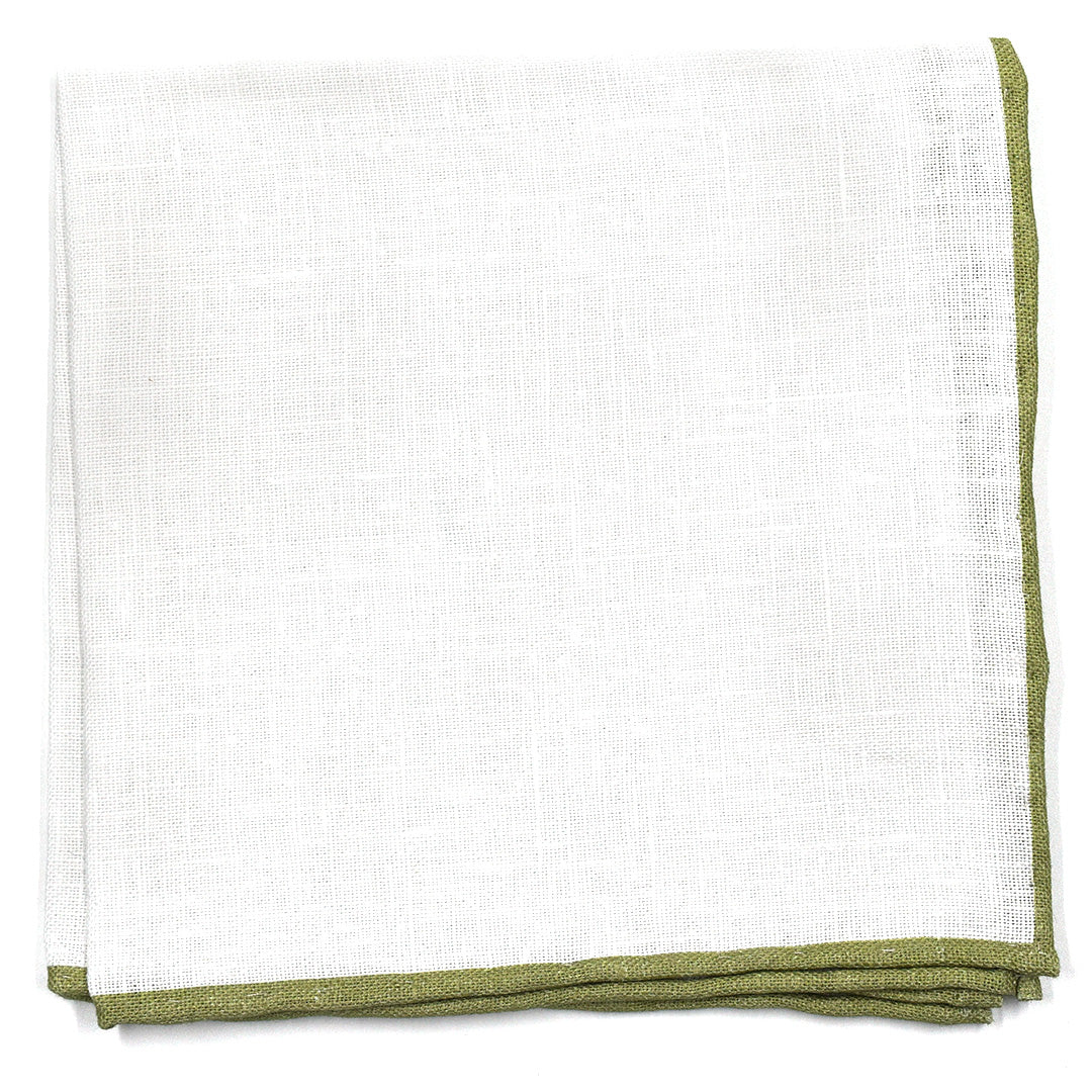 Sage Green Border Linen Pocket Square