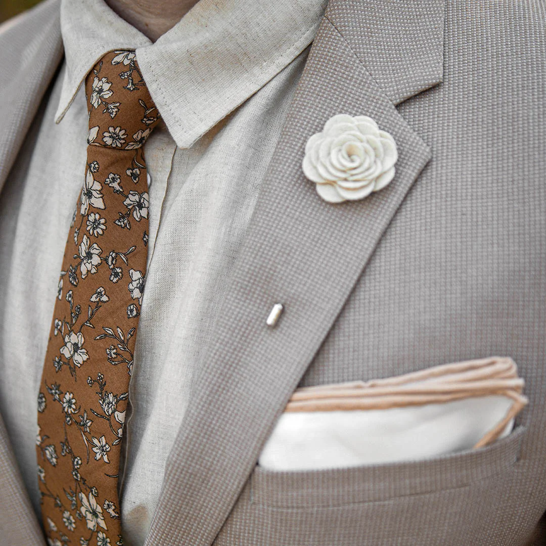 Floral Brown Tie Set
