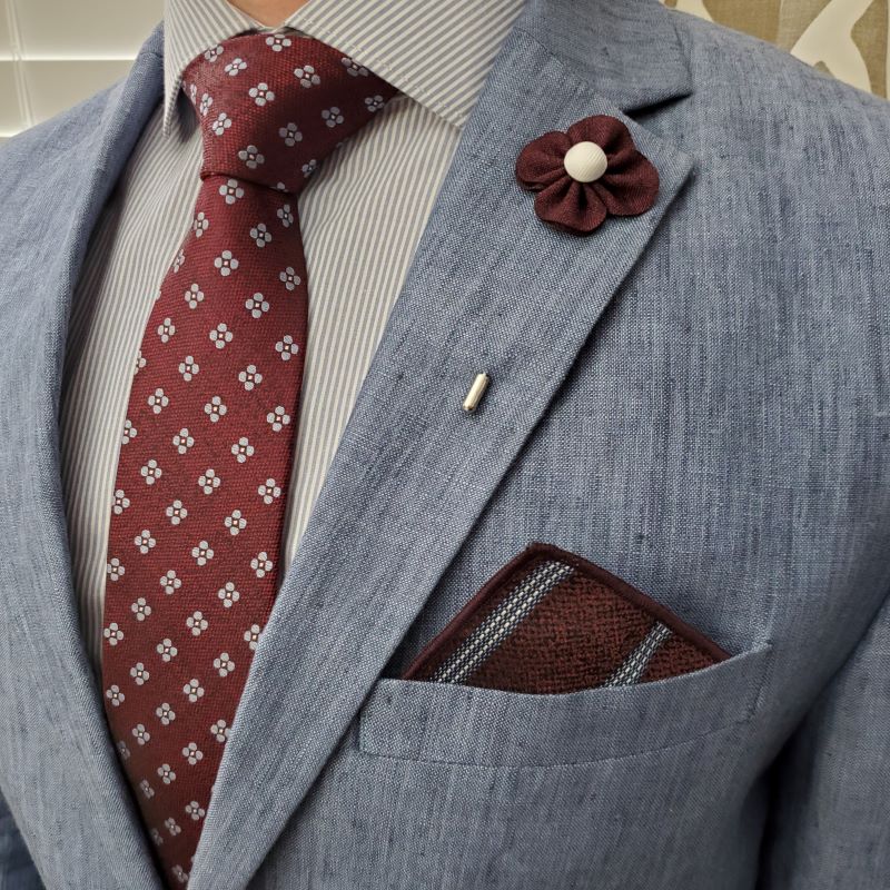 Downtown Striped Burgundy Pocket Square
