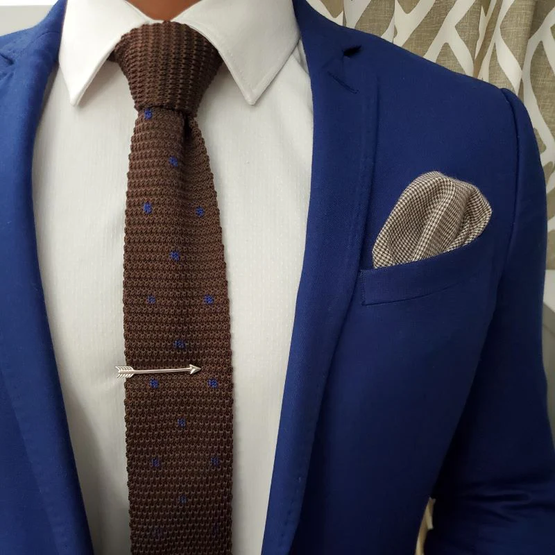 Knitted Point Brown Polka Dot Tie